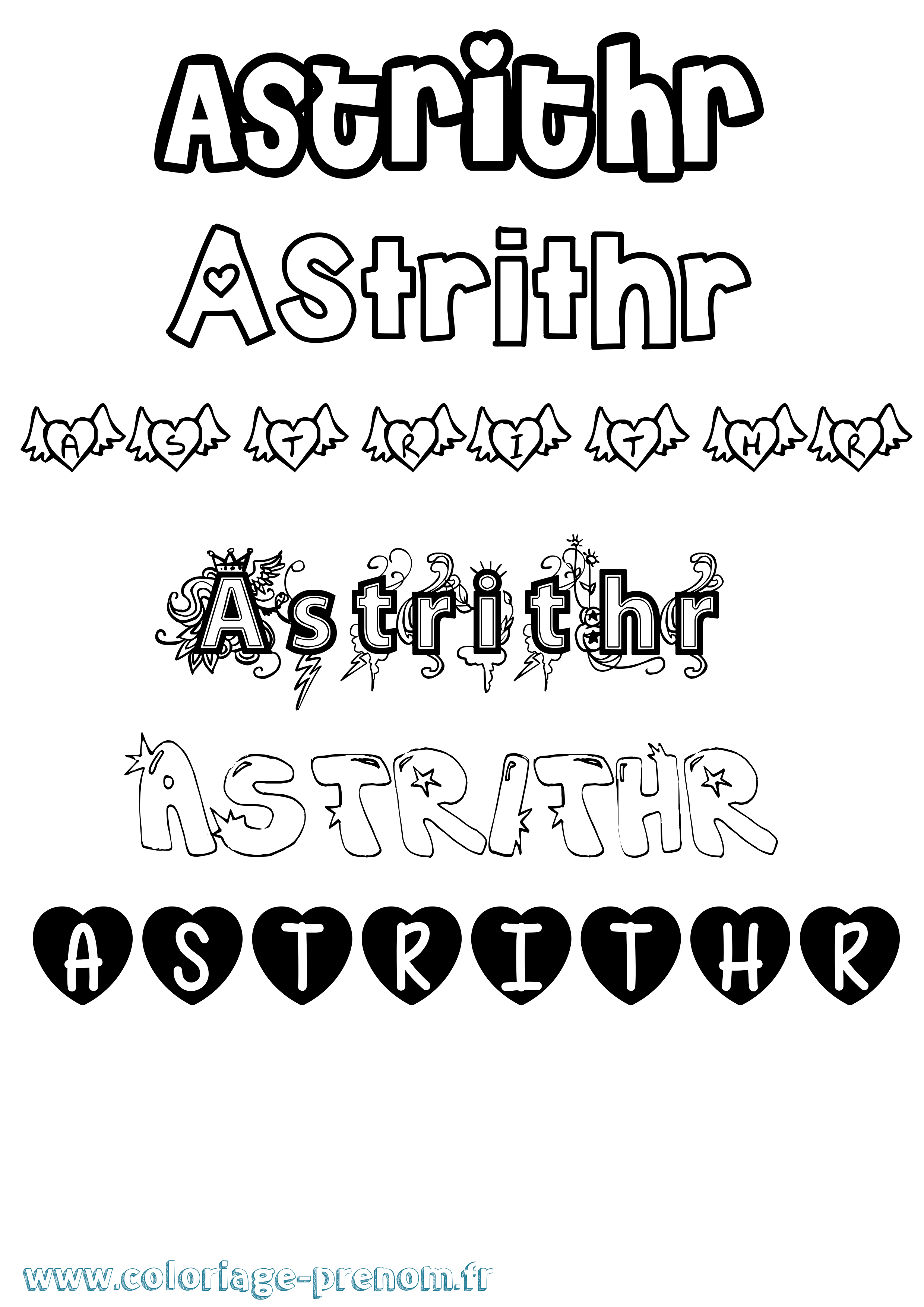 Coloriage prénom Astrithr Girly