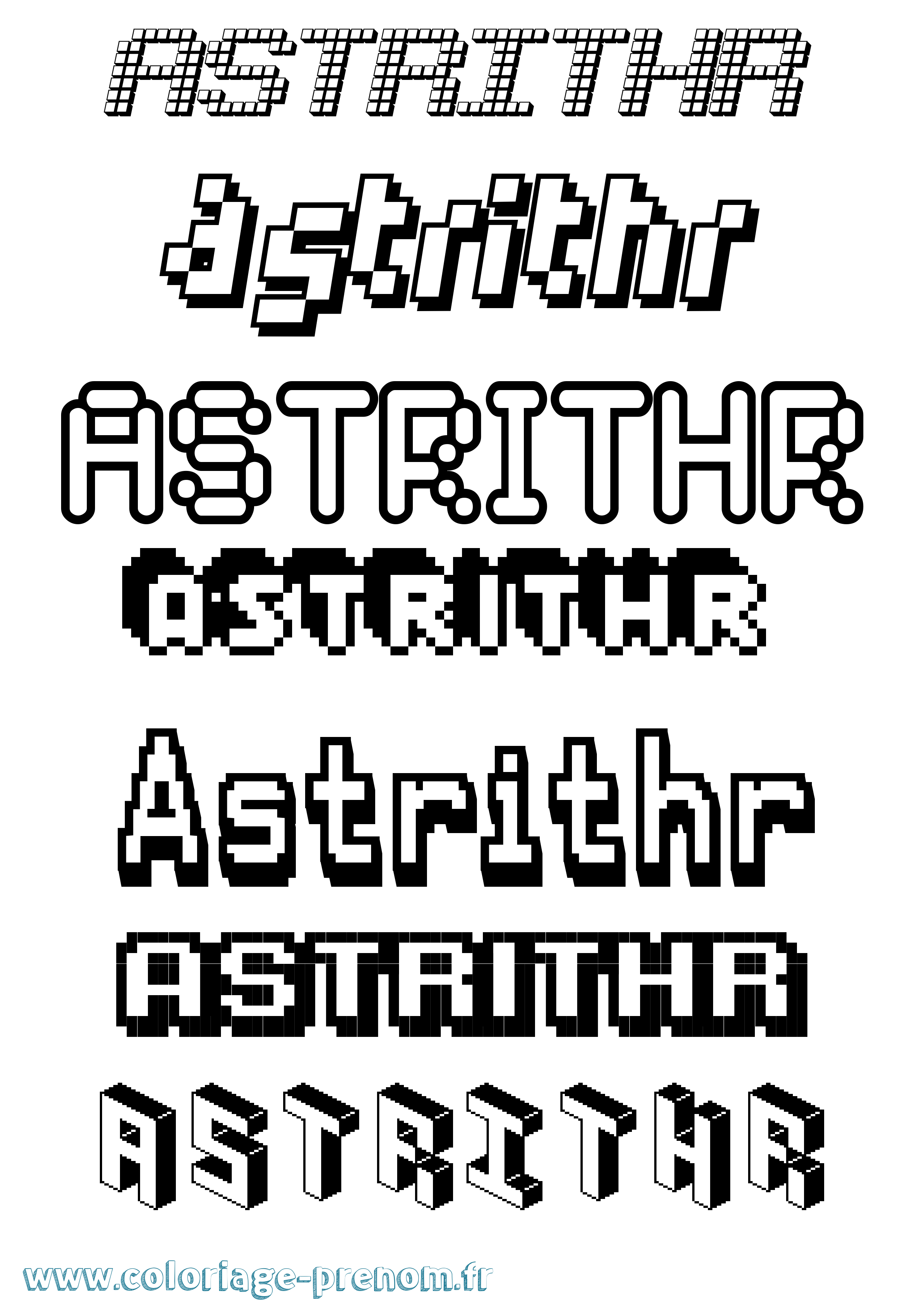 Coloriage prénom Astrithr Pixel
