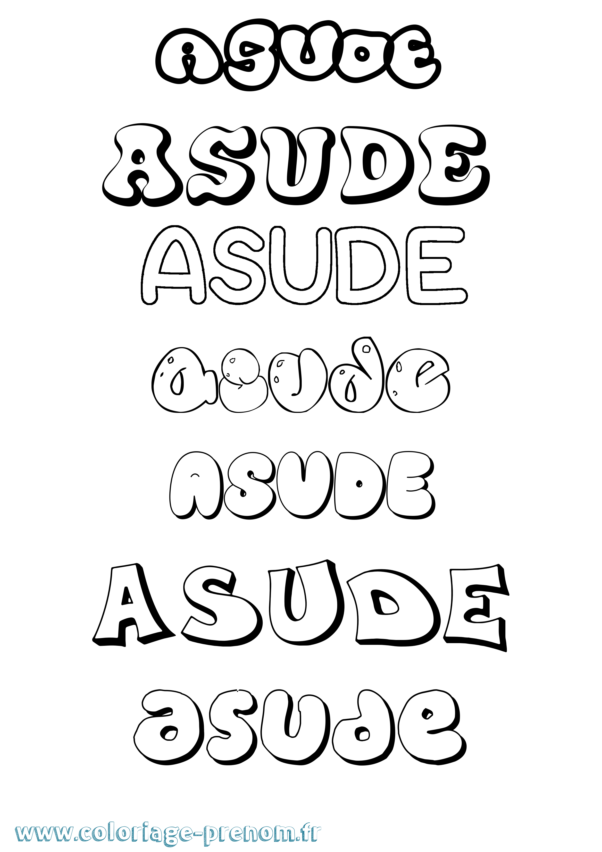 Coloriage prénom Asude Bubble