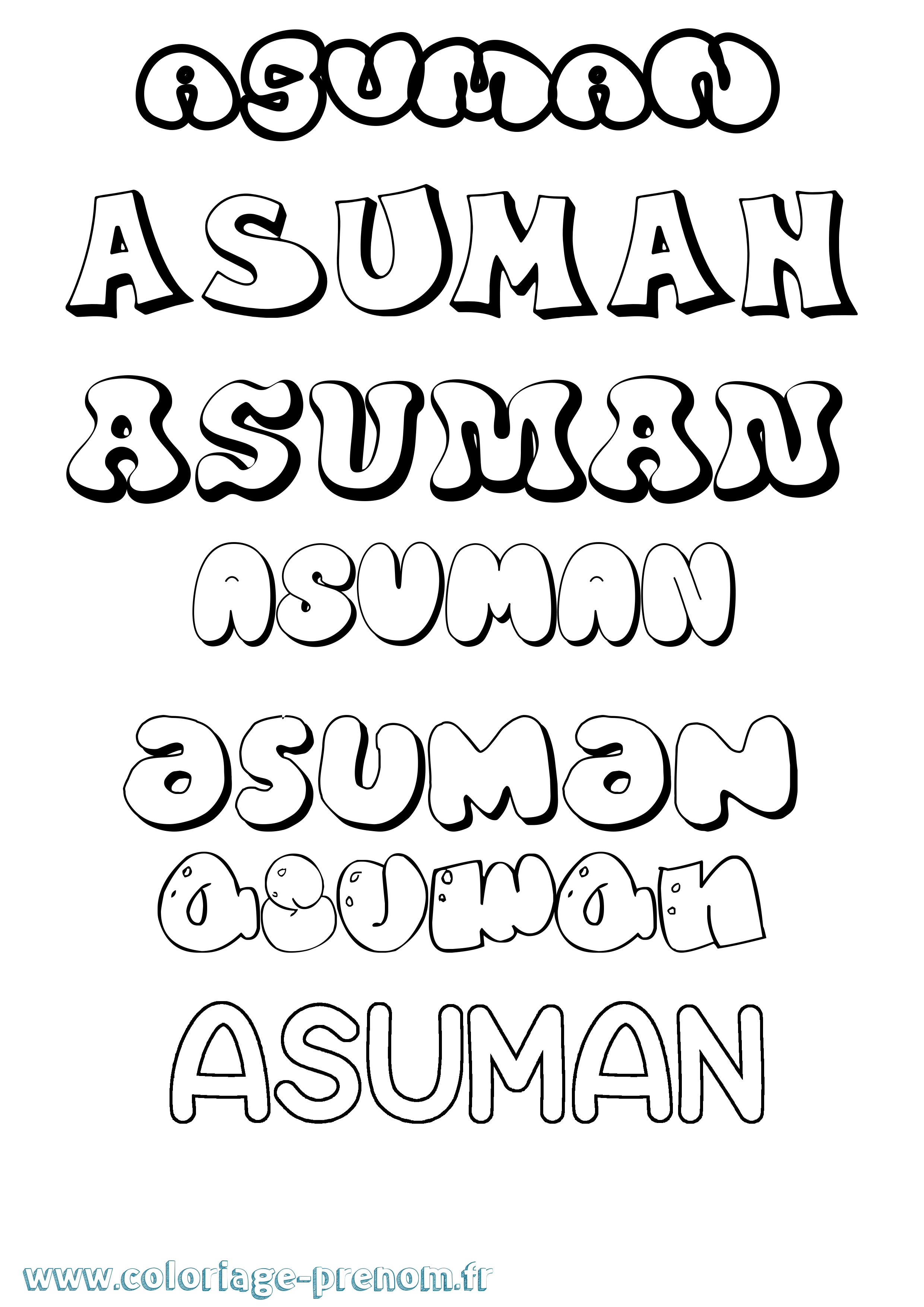 Coloriage prénom Asuman Bubble