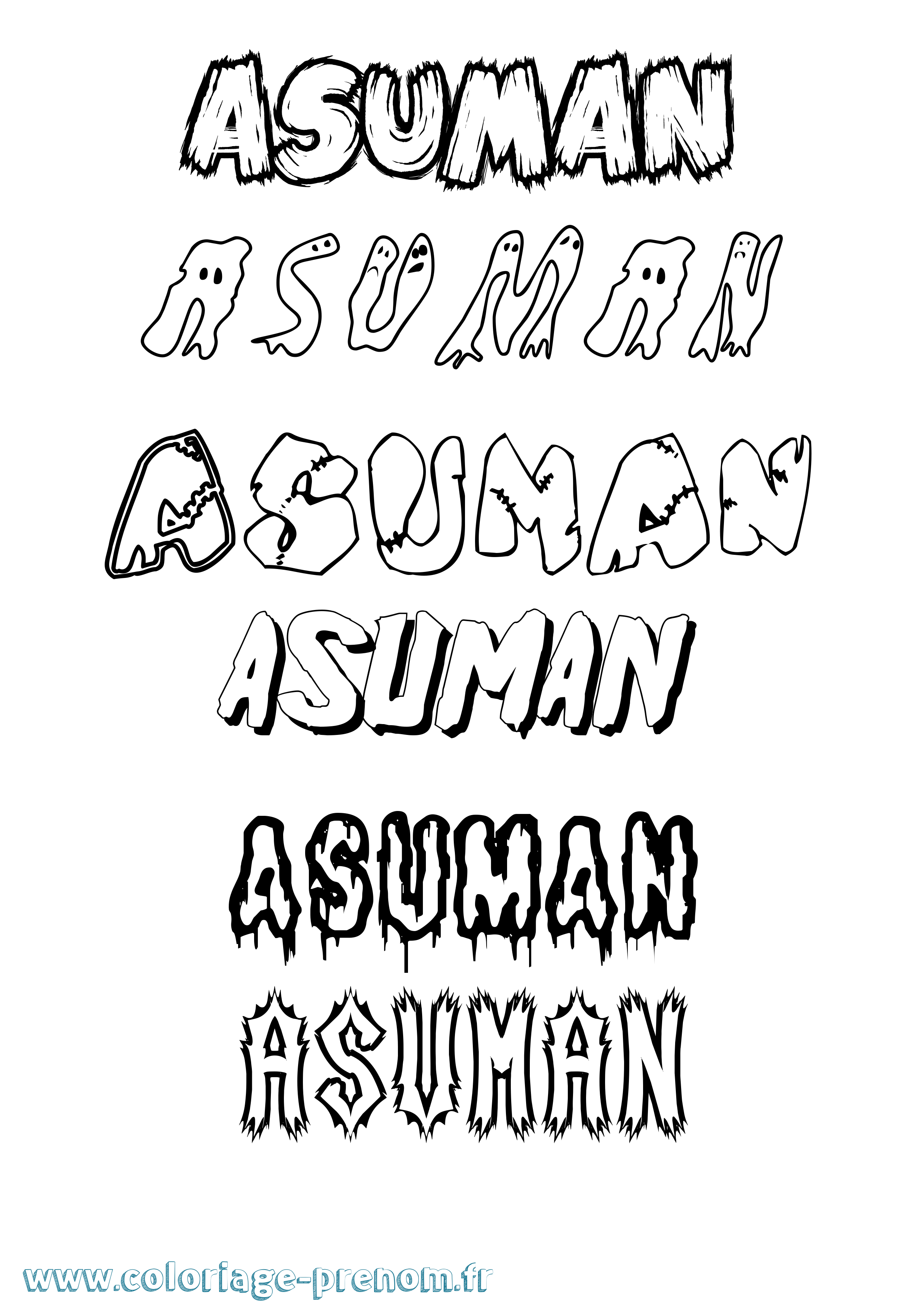Coloriage prénom Asuman Frisson