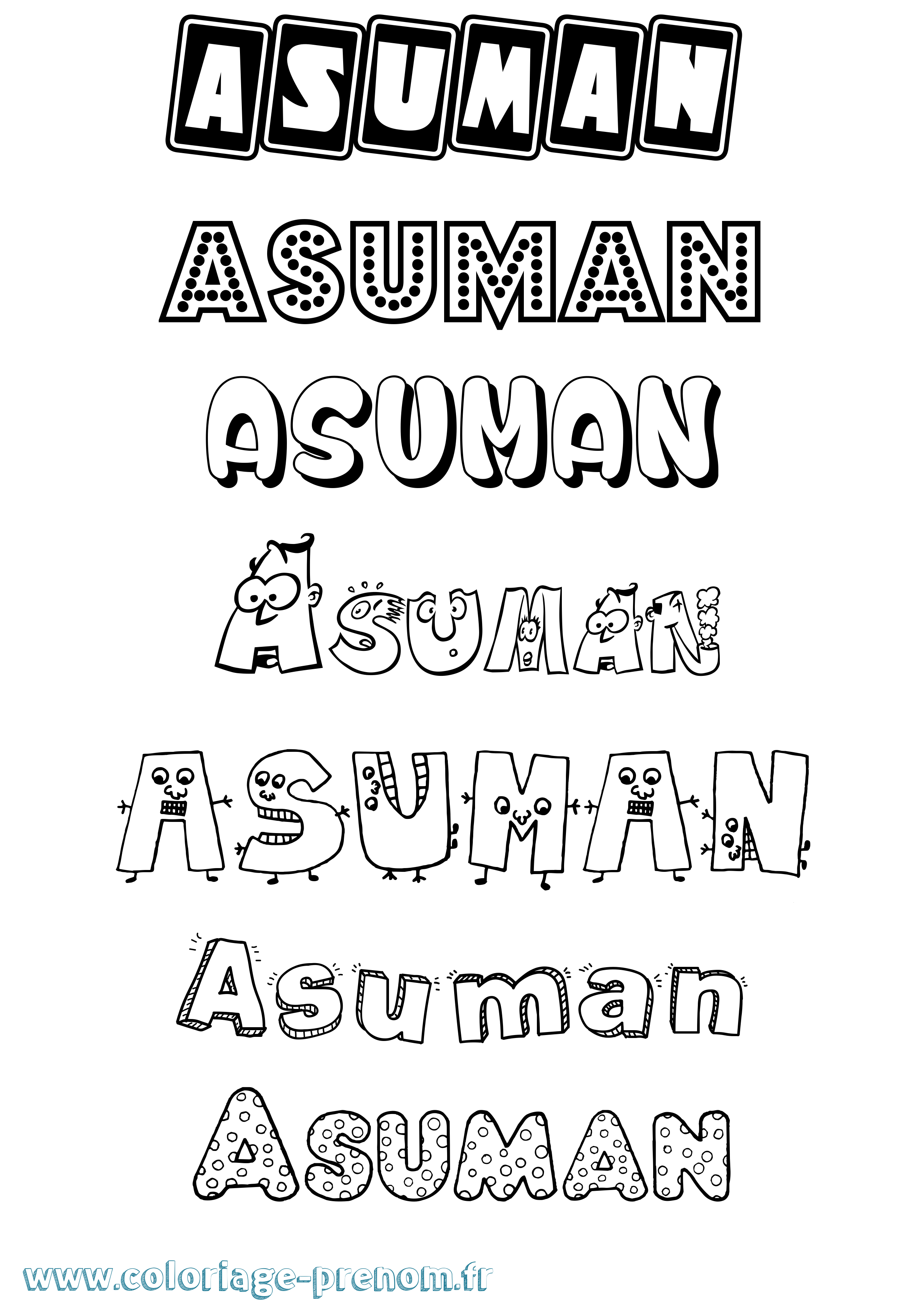 Coloriage prénom Asuman Fun