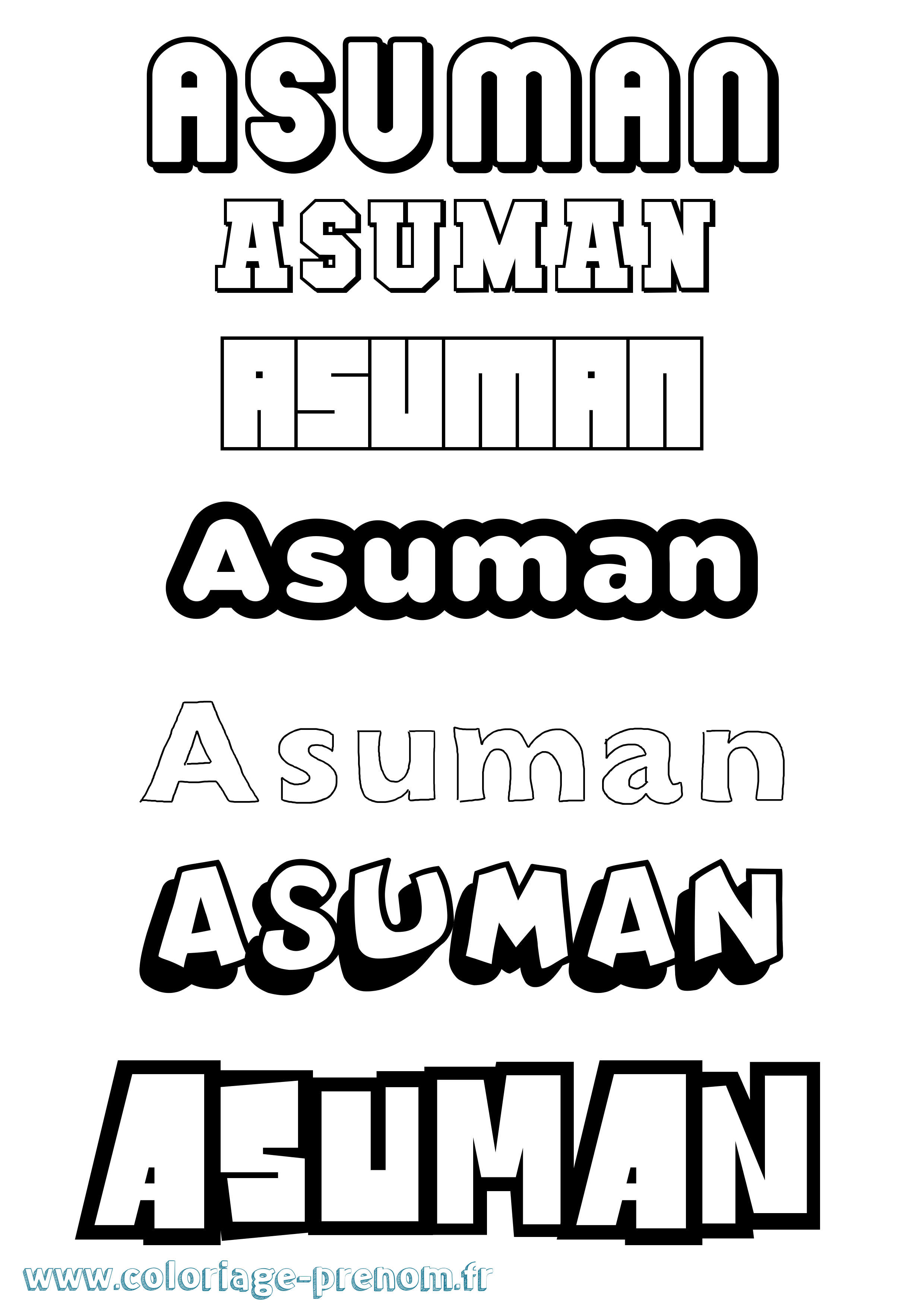 Coloriage prénom Asuman Simple