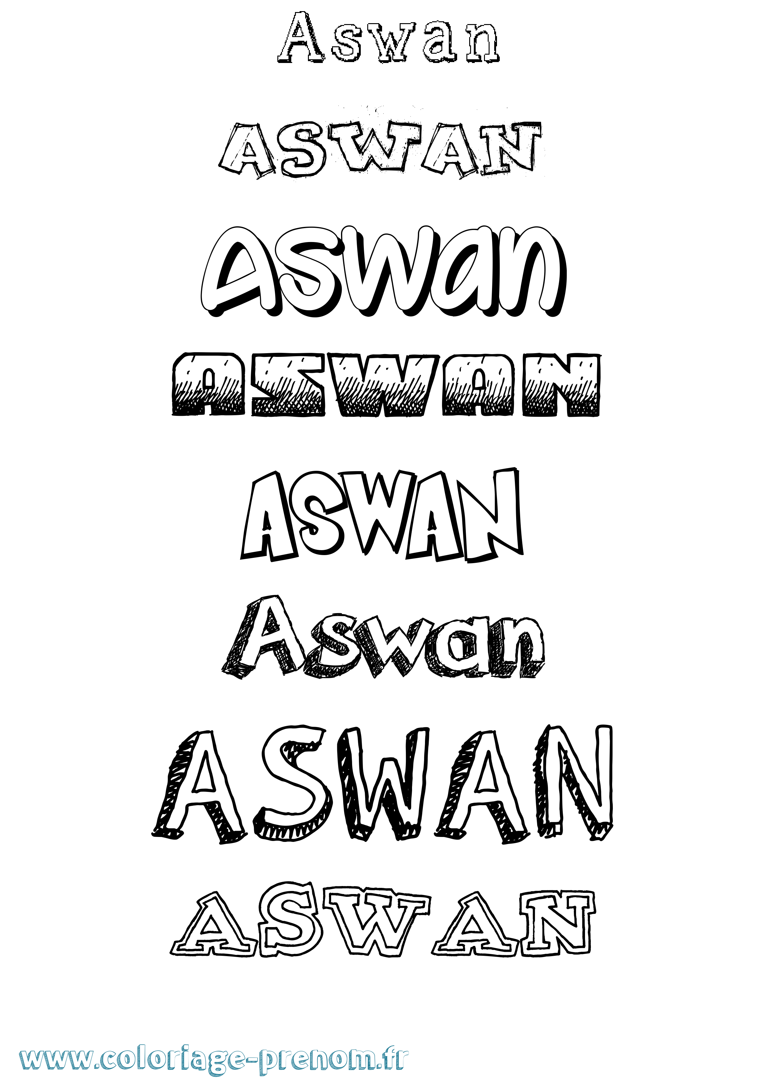 Coloriage prénom Aswan Dessiné