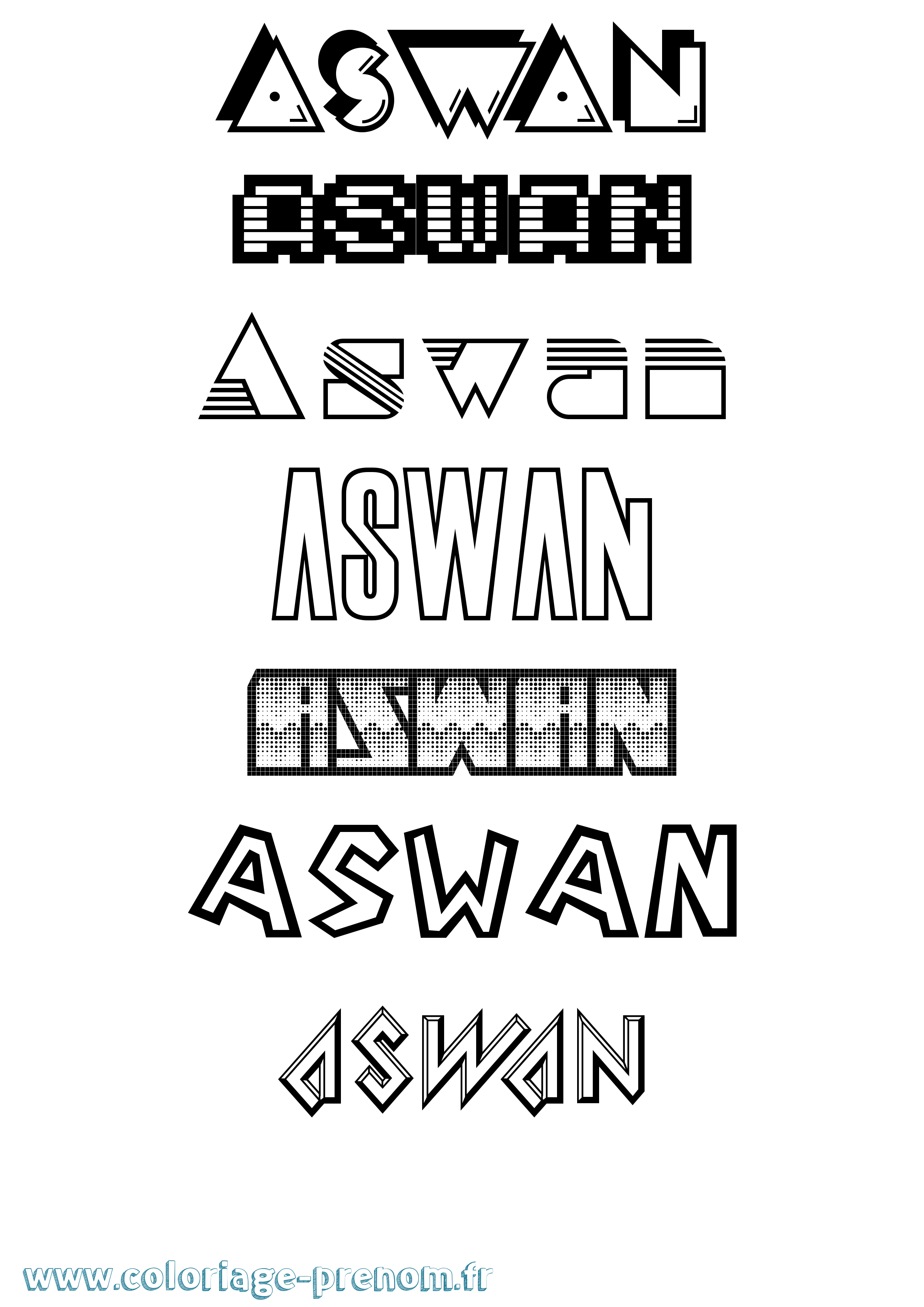 Coloriage prénom Aswan Jeux Vidéos
