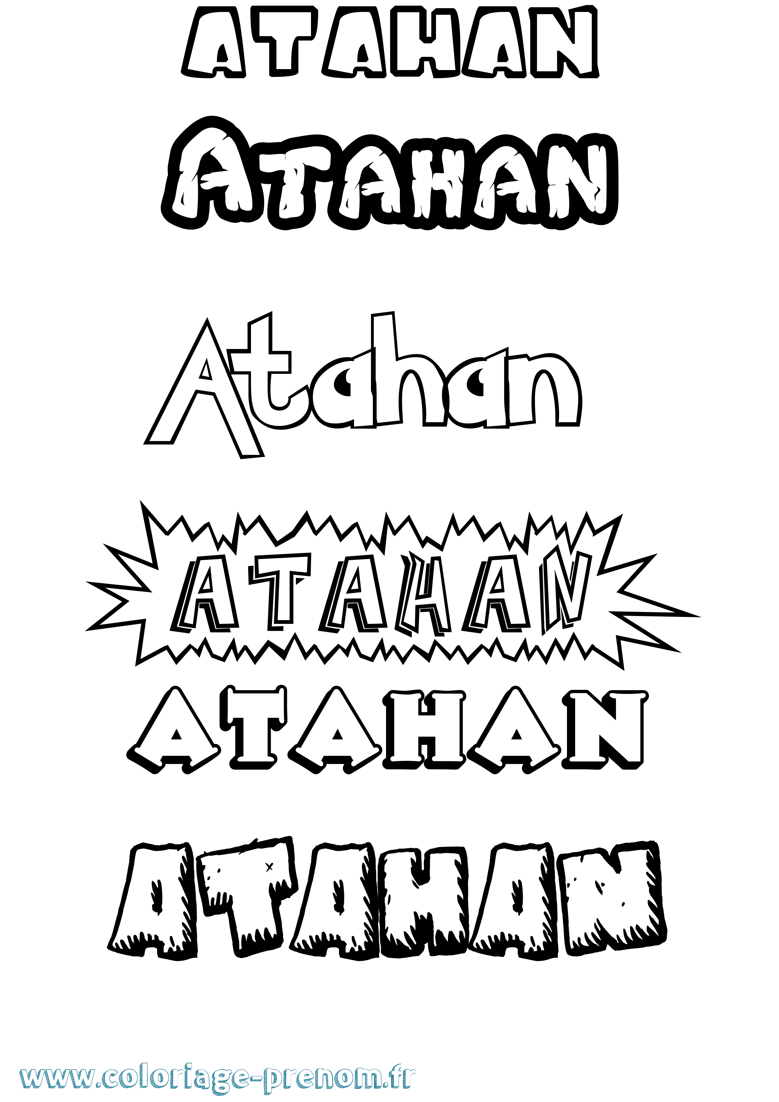 Coloriage prénom Atahan Dessin Animé
