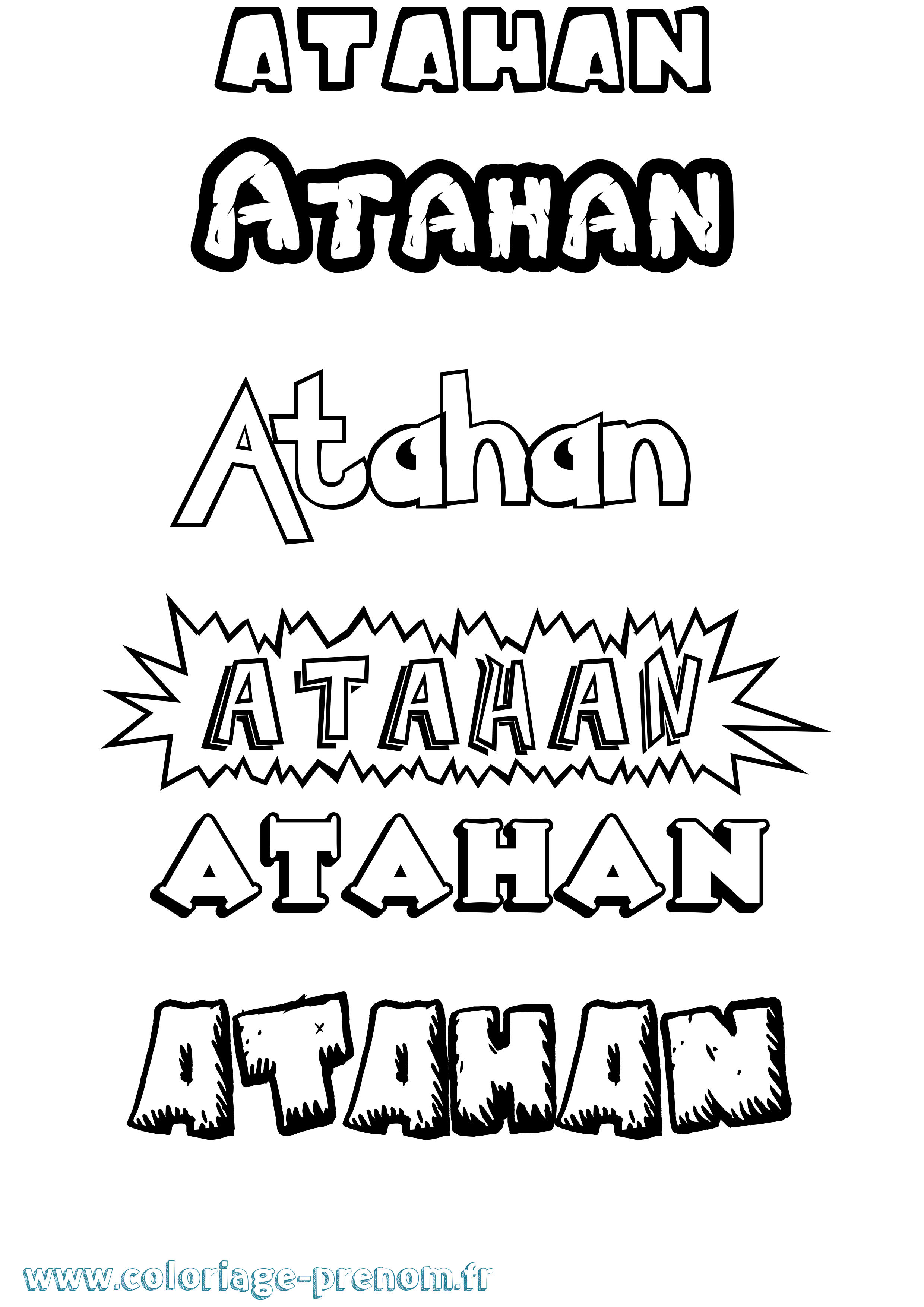 Coloriage Atahan Dessin Animé Coloriage prénom Atahan Dessin Animé