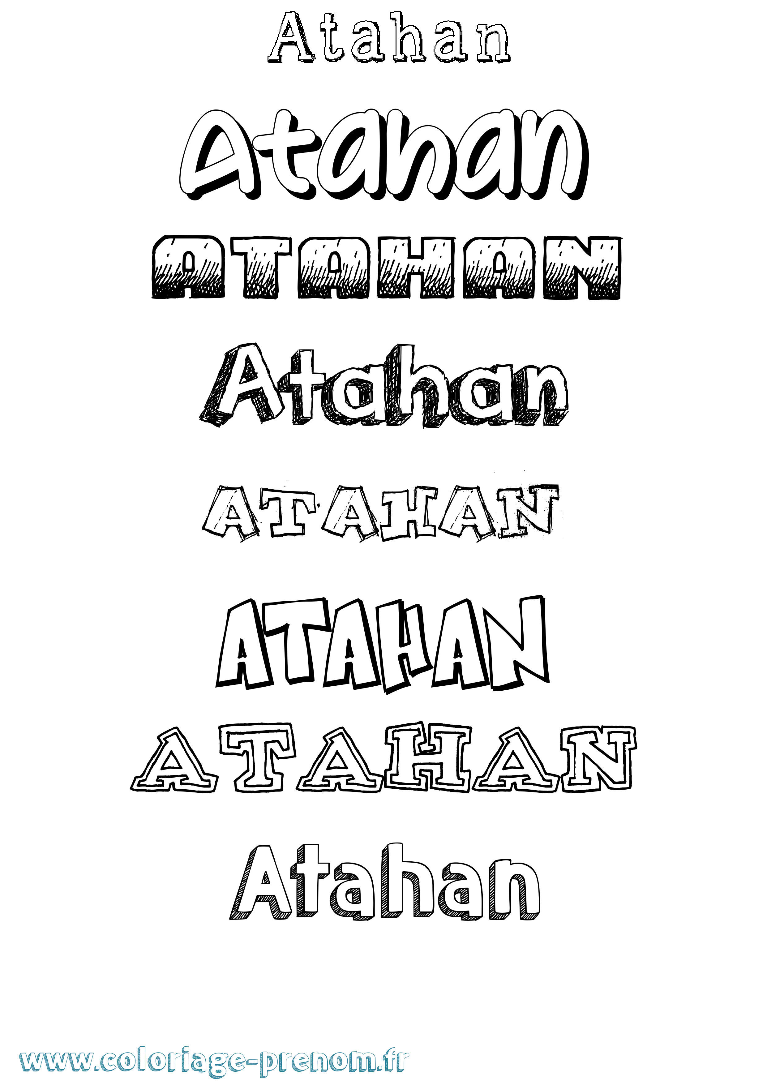 Coloriage Atahan Dessiné Coloriage prénom Atahan Dessiné