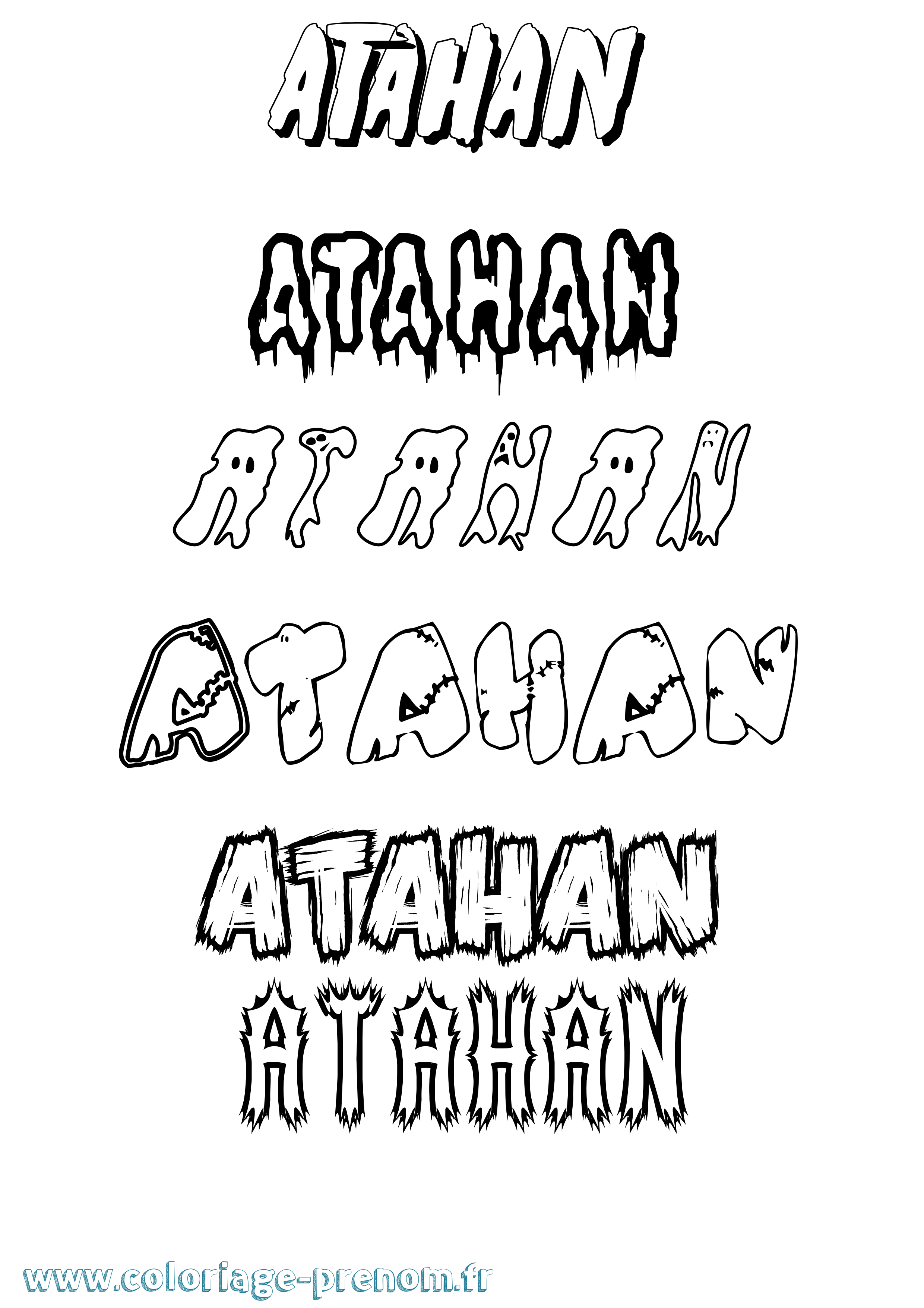 Coloriage Atahan Frisson Coloriage prénom Atahan Frisson