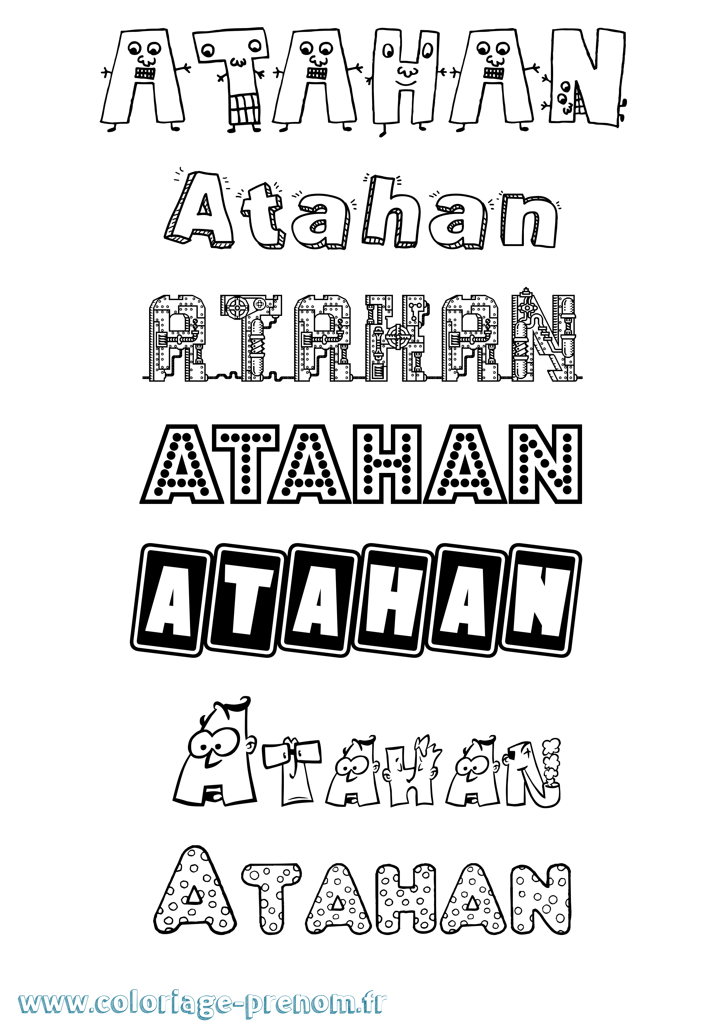 Coloriage Atahan Fun Coloriage prénom Atahan Fun