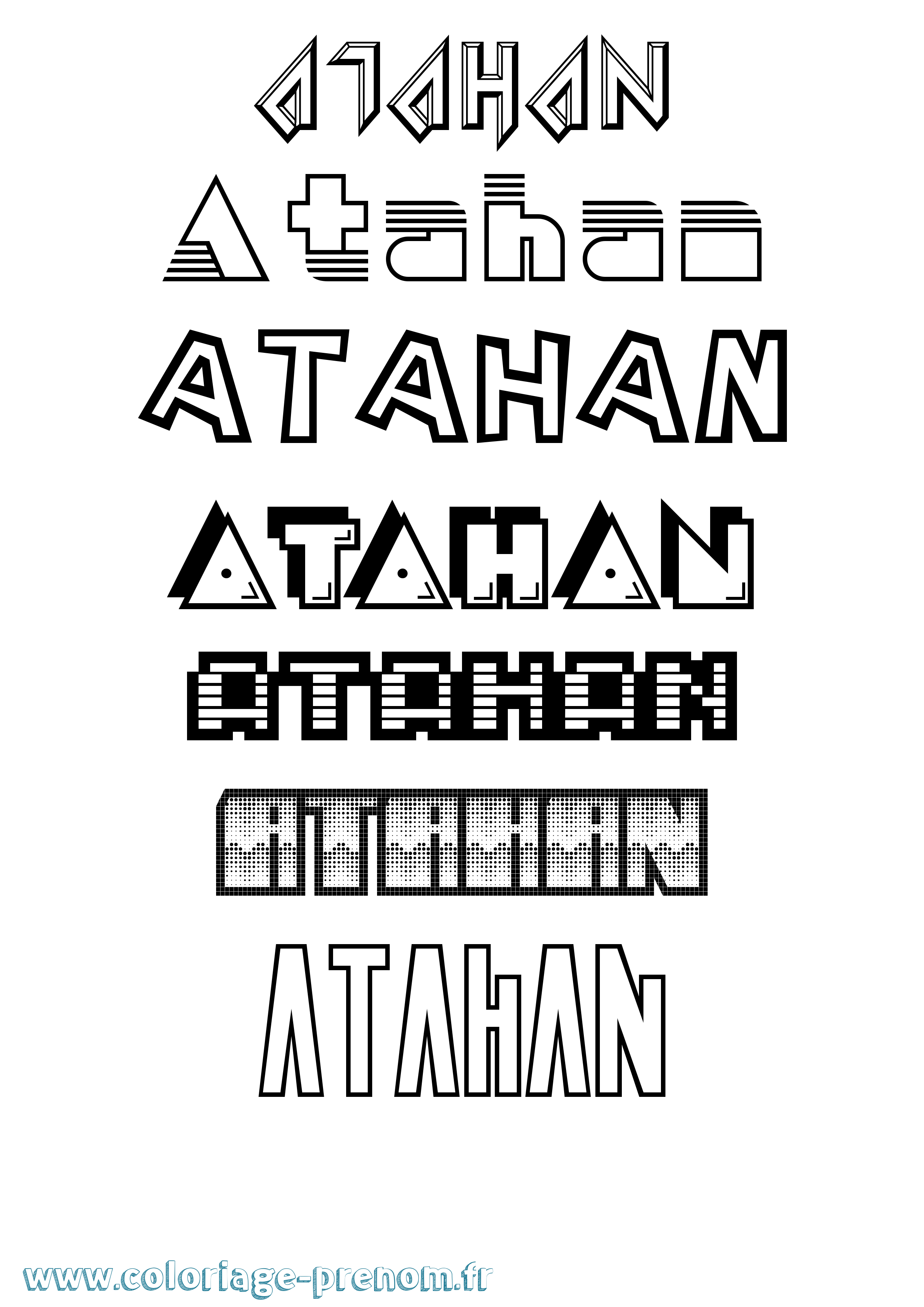 Coloriage Atahan Jeux Vidéos Coloriage prénom Atahan Jeux Vidéos