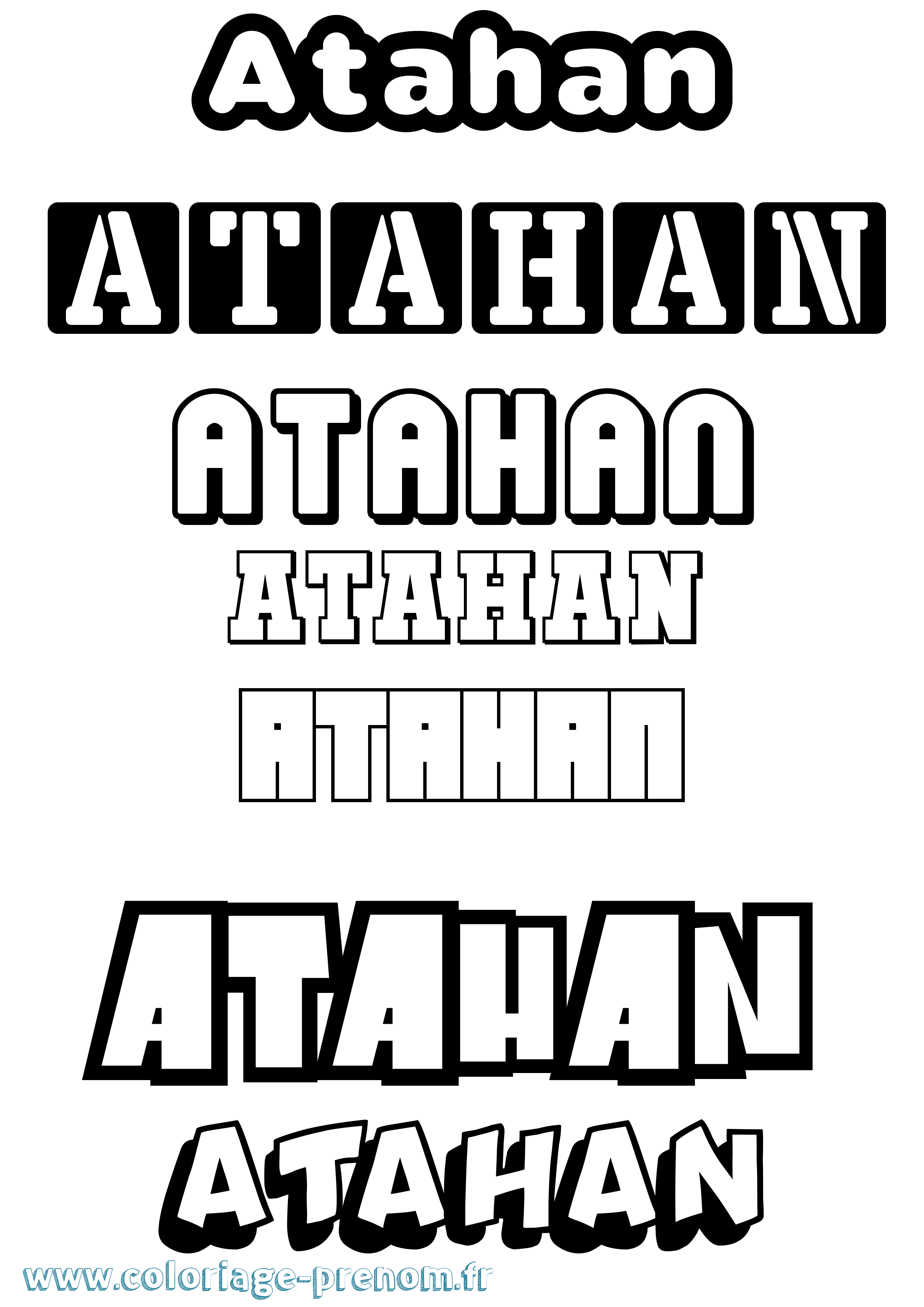 Coloriage Atahan Simple Coloriage prénom Atahan Simple