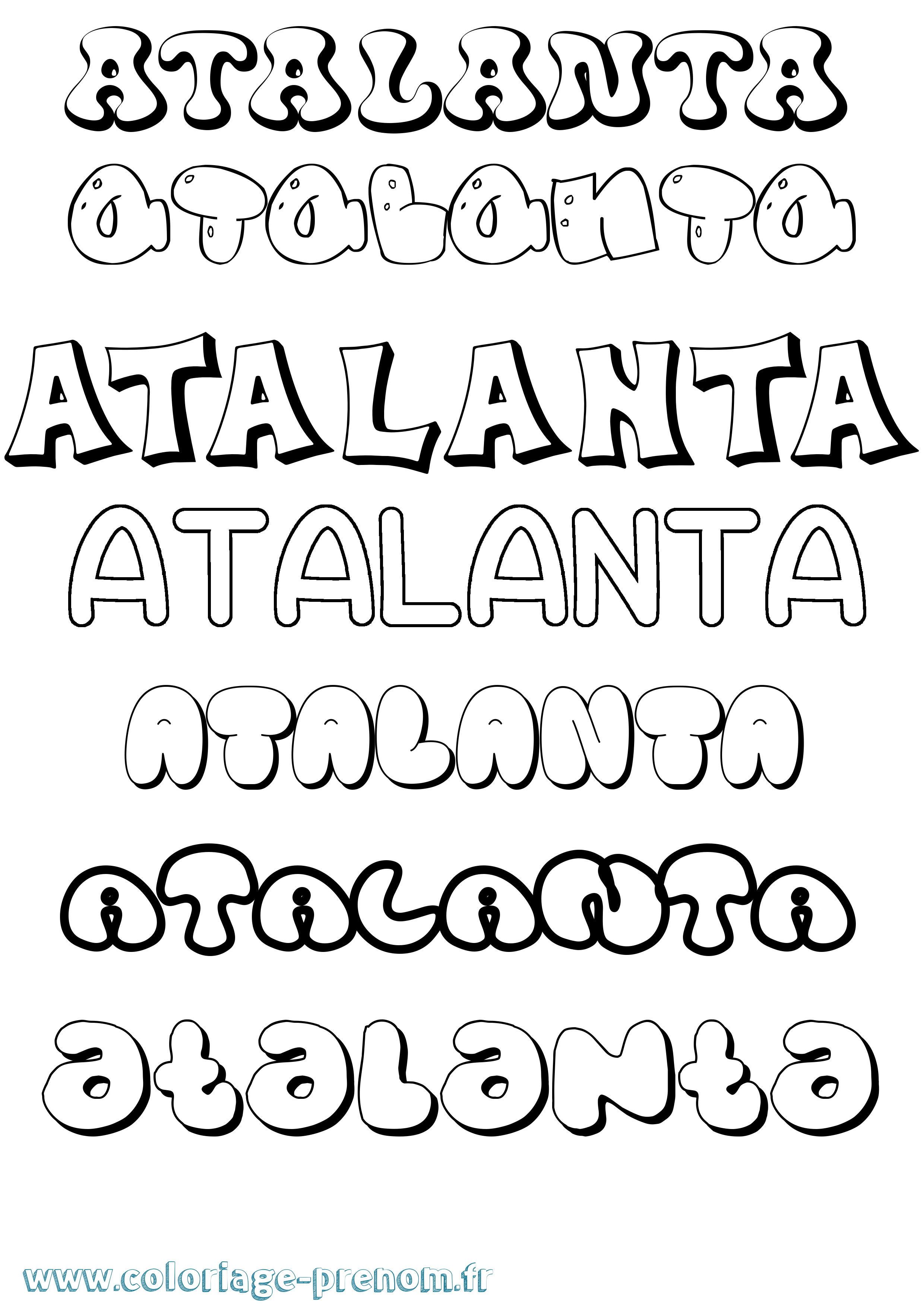 Coloriage prénom Atalanta Bubble