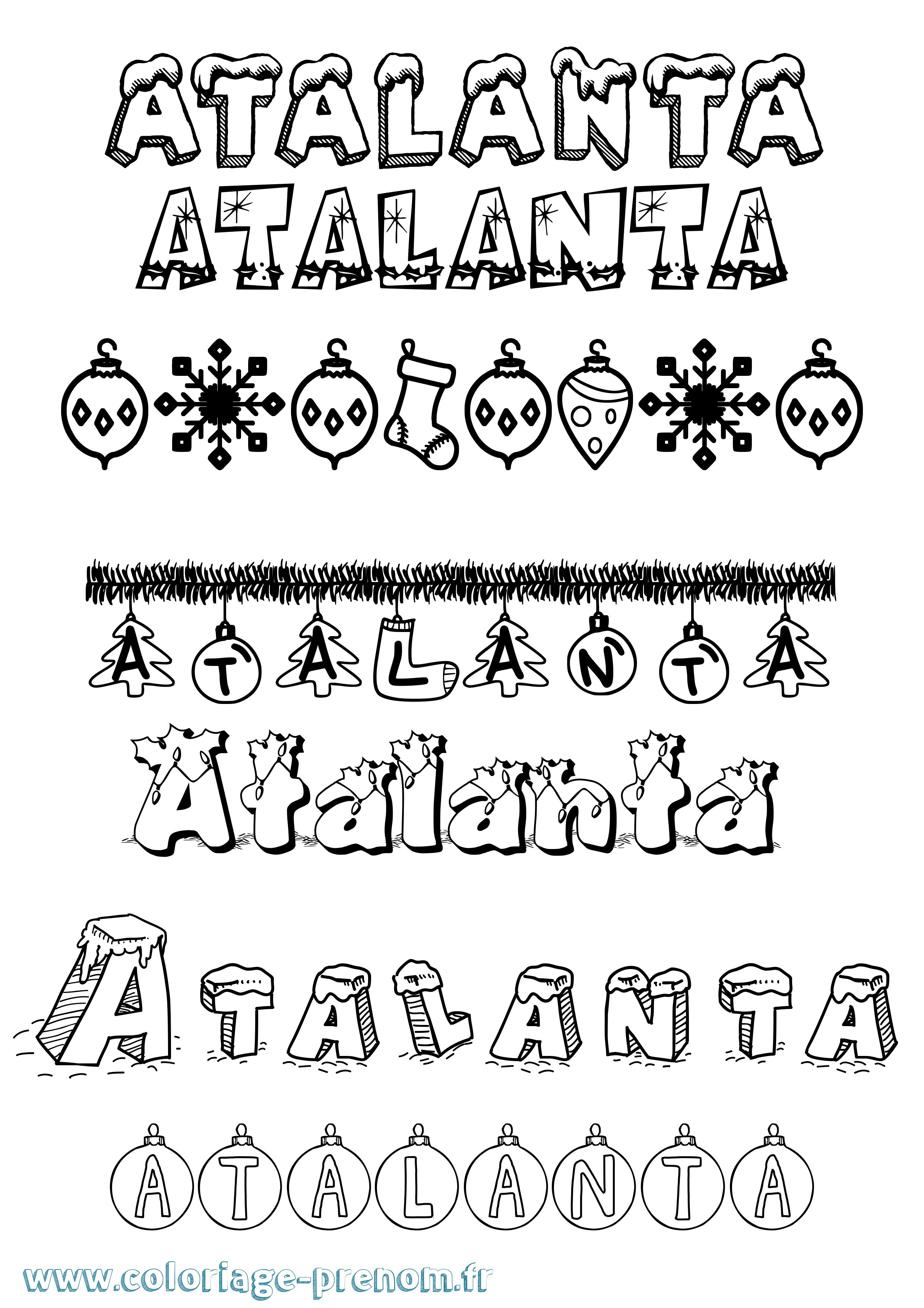 Coloriage prénom Atalanta Noël