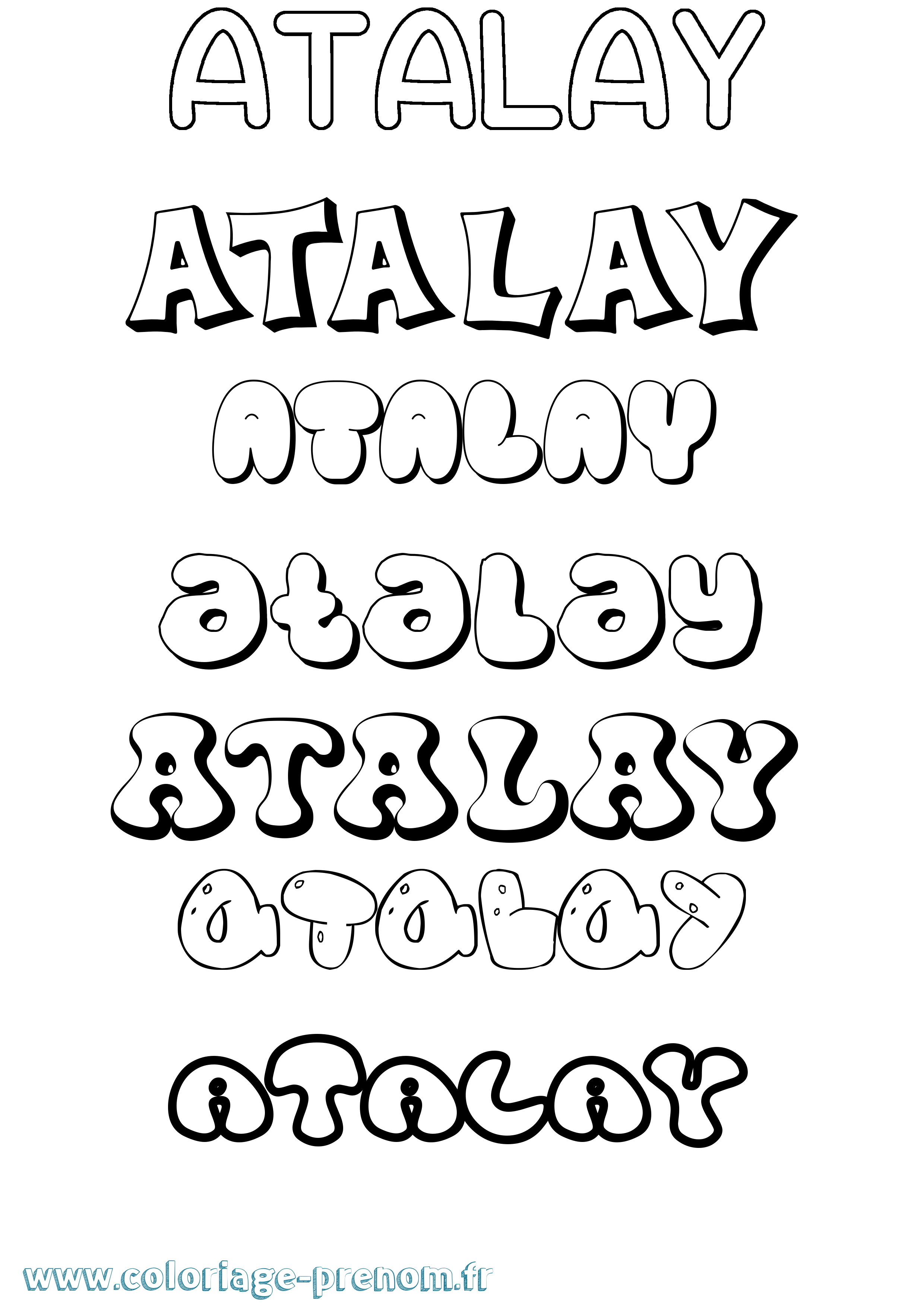 Coloriage prénom Atalay Bubble