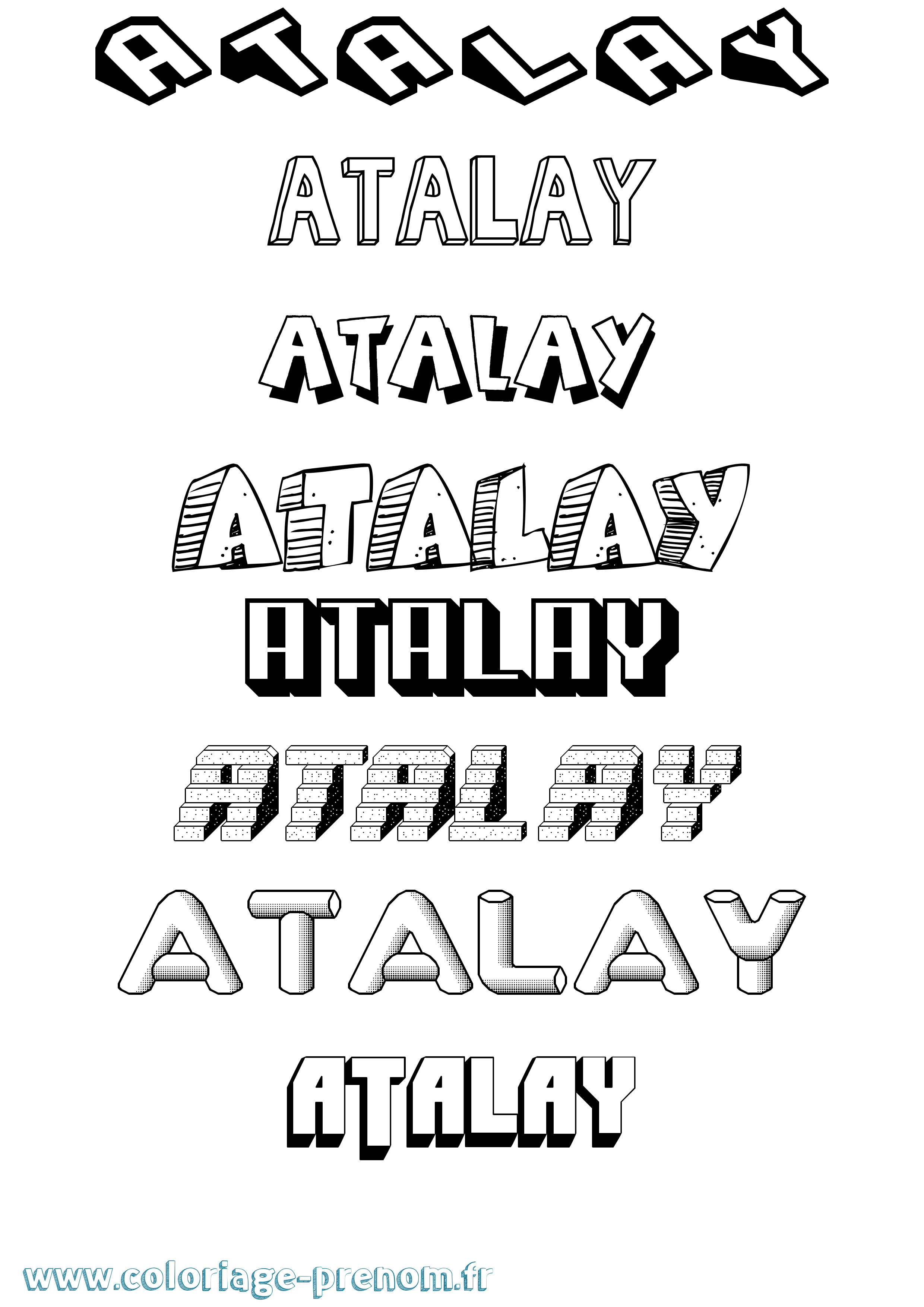Coloriage prénom Atalay Effet 3D