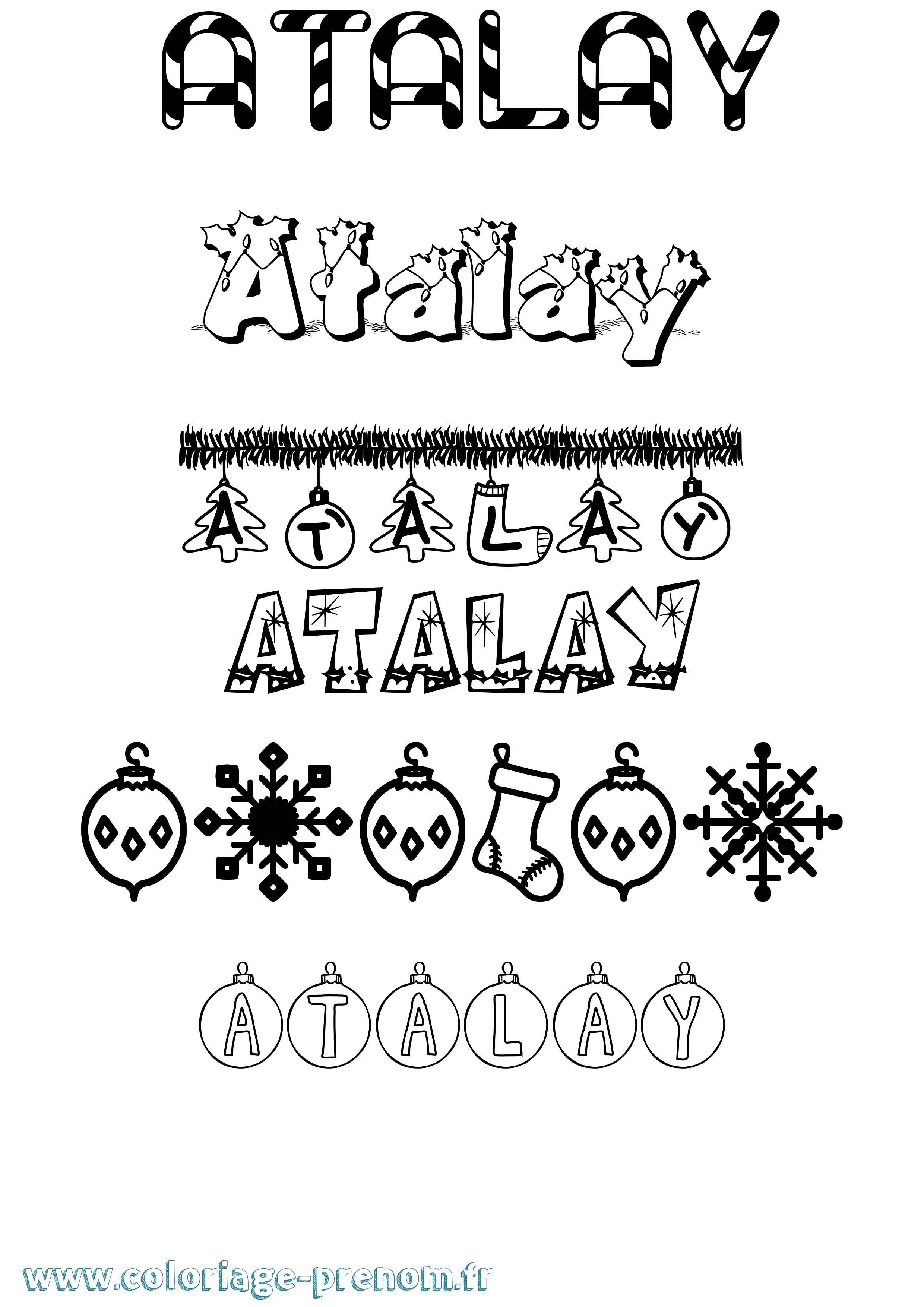 Coloriage prénom Atalay Noël
