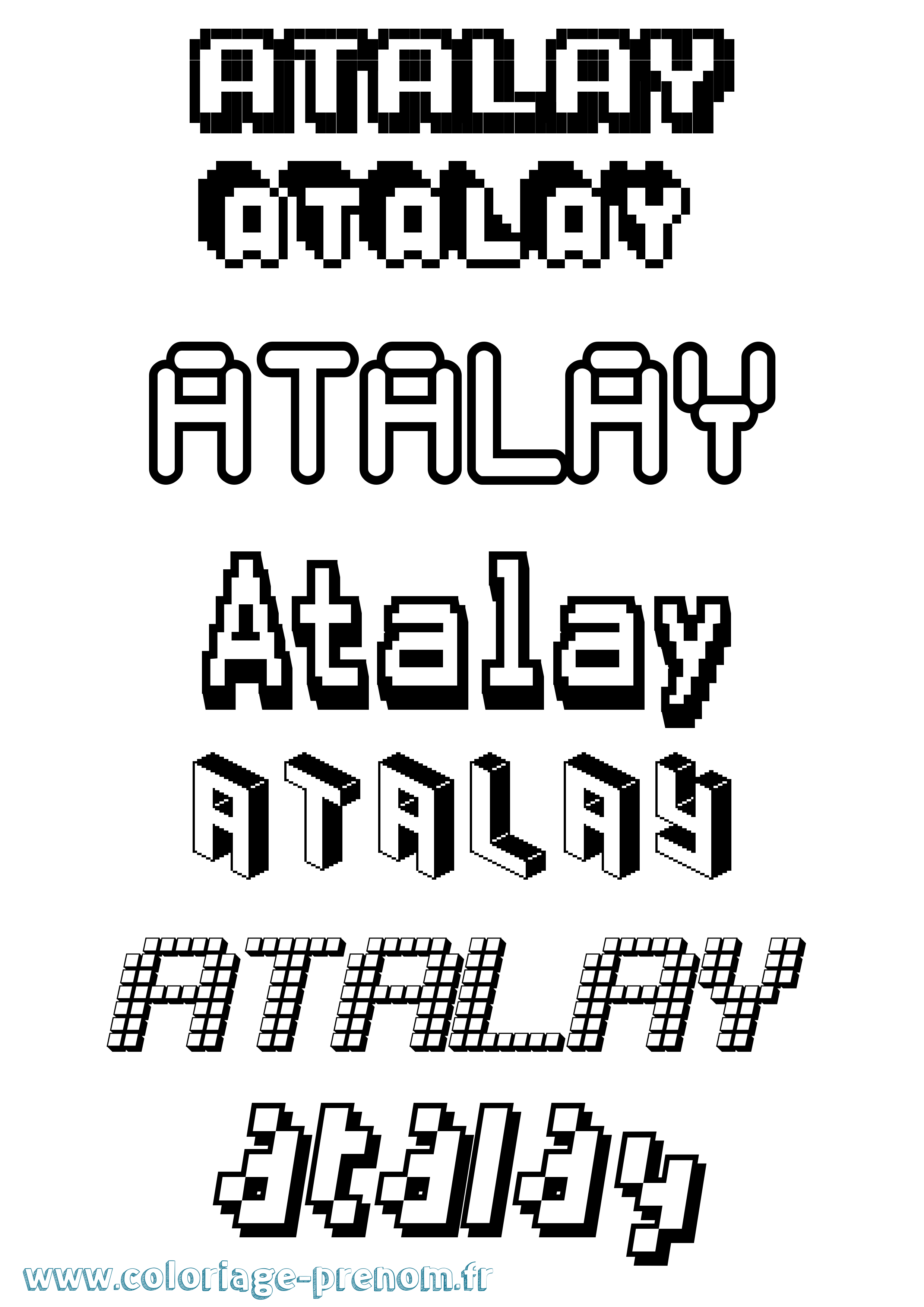 Coloriage prénom Atalay Pixel