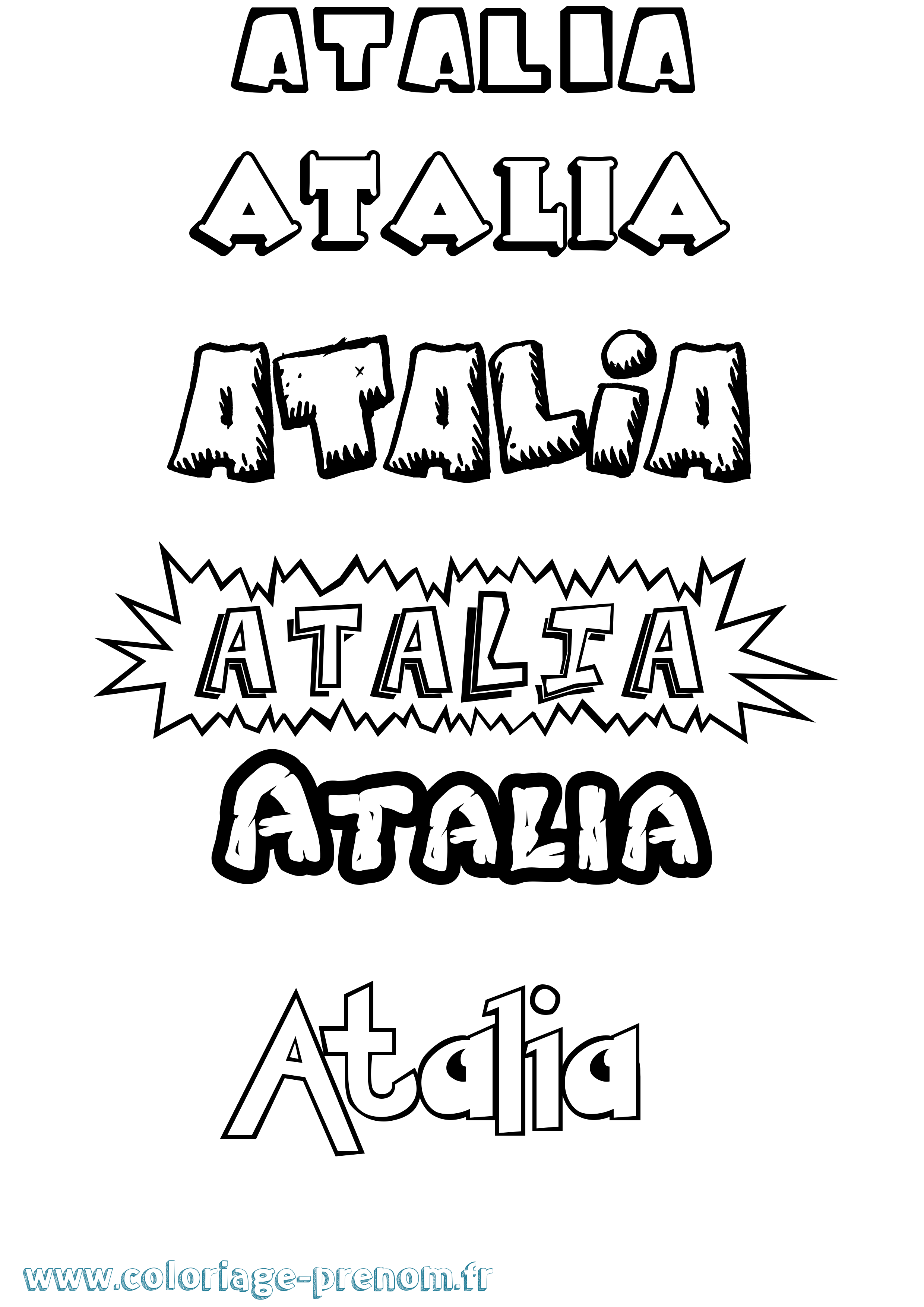 Coloriage prénom Atalia Dessin Animé