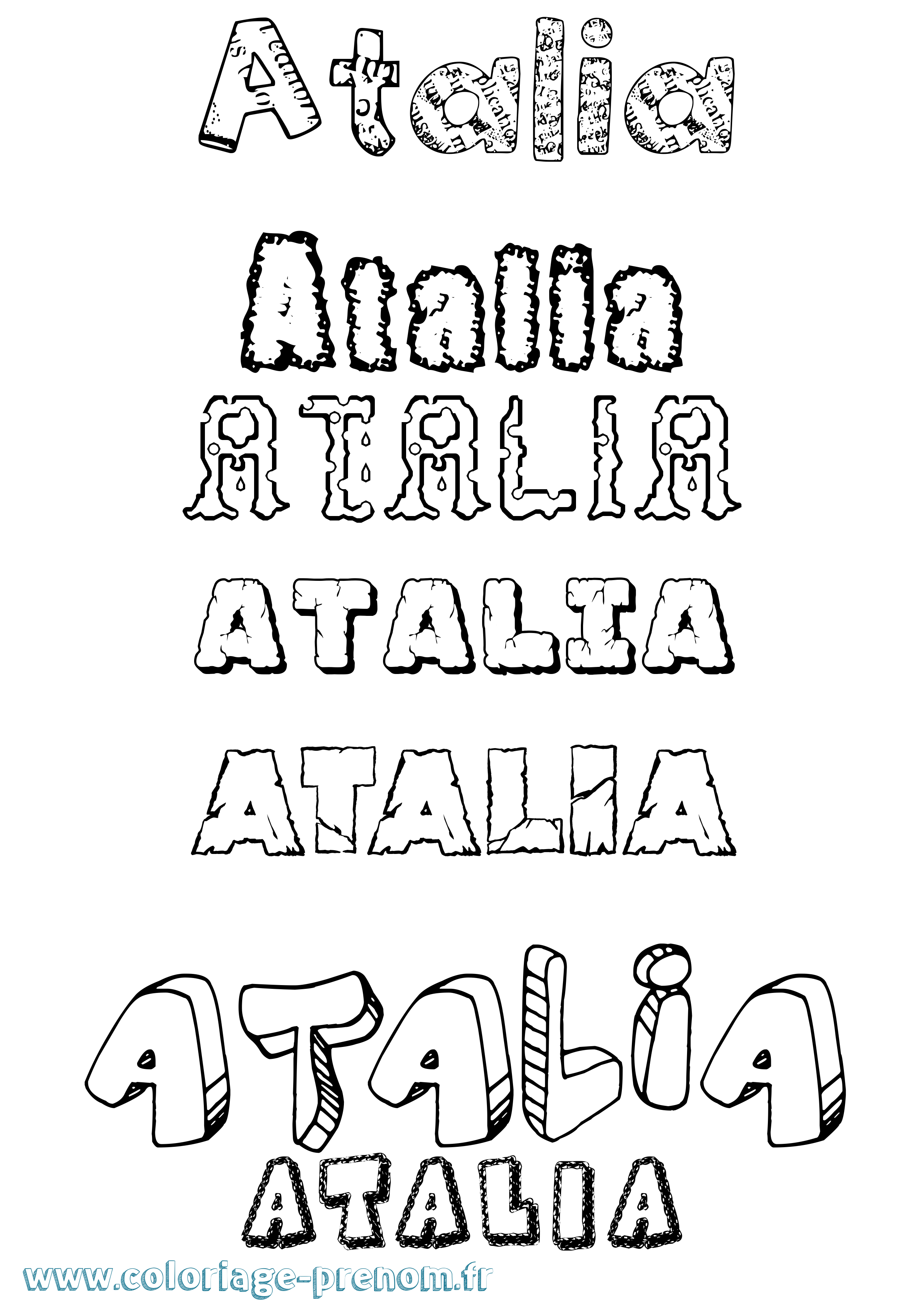 Coloriage prénom Atalia Destructuré