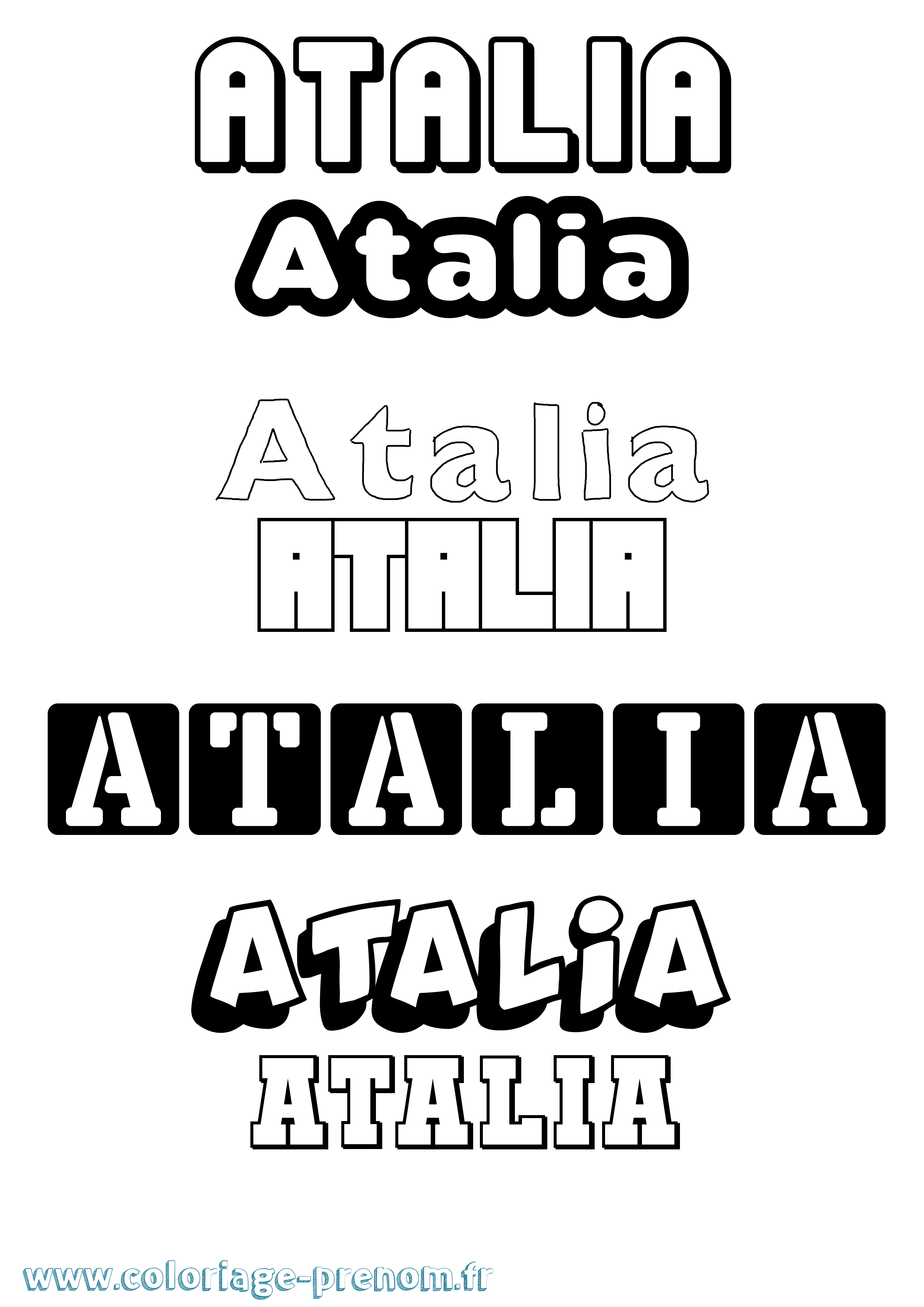 Coloriage prénom Atalia Simple
