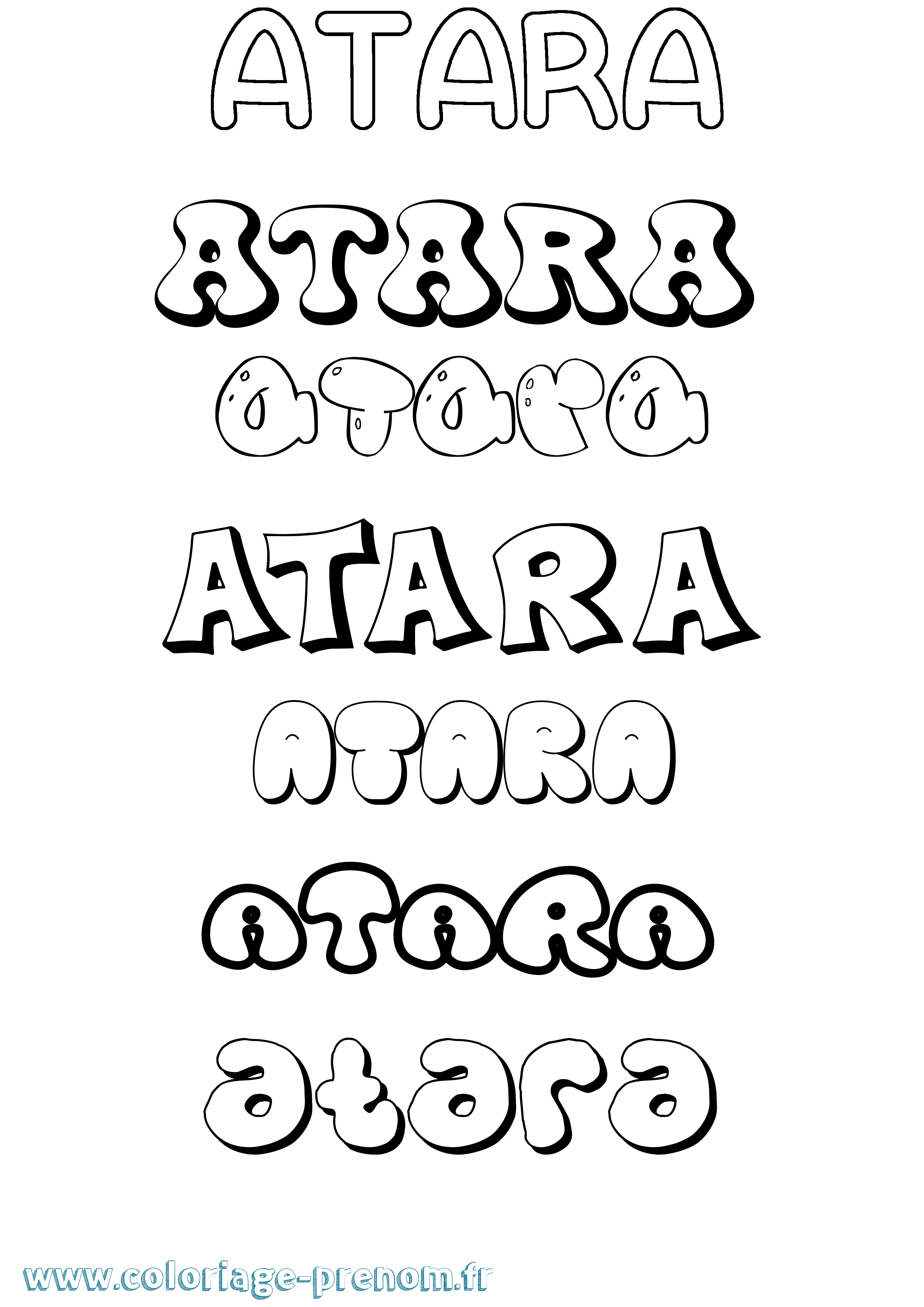 Coloriage prénom Atara Bubble