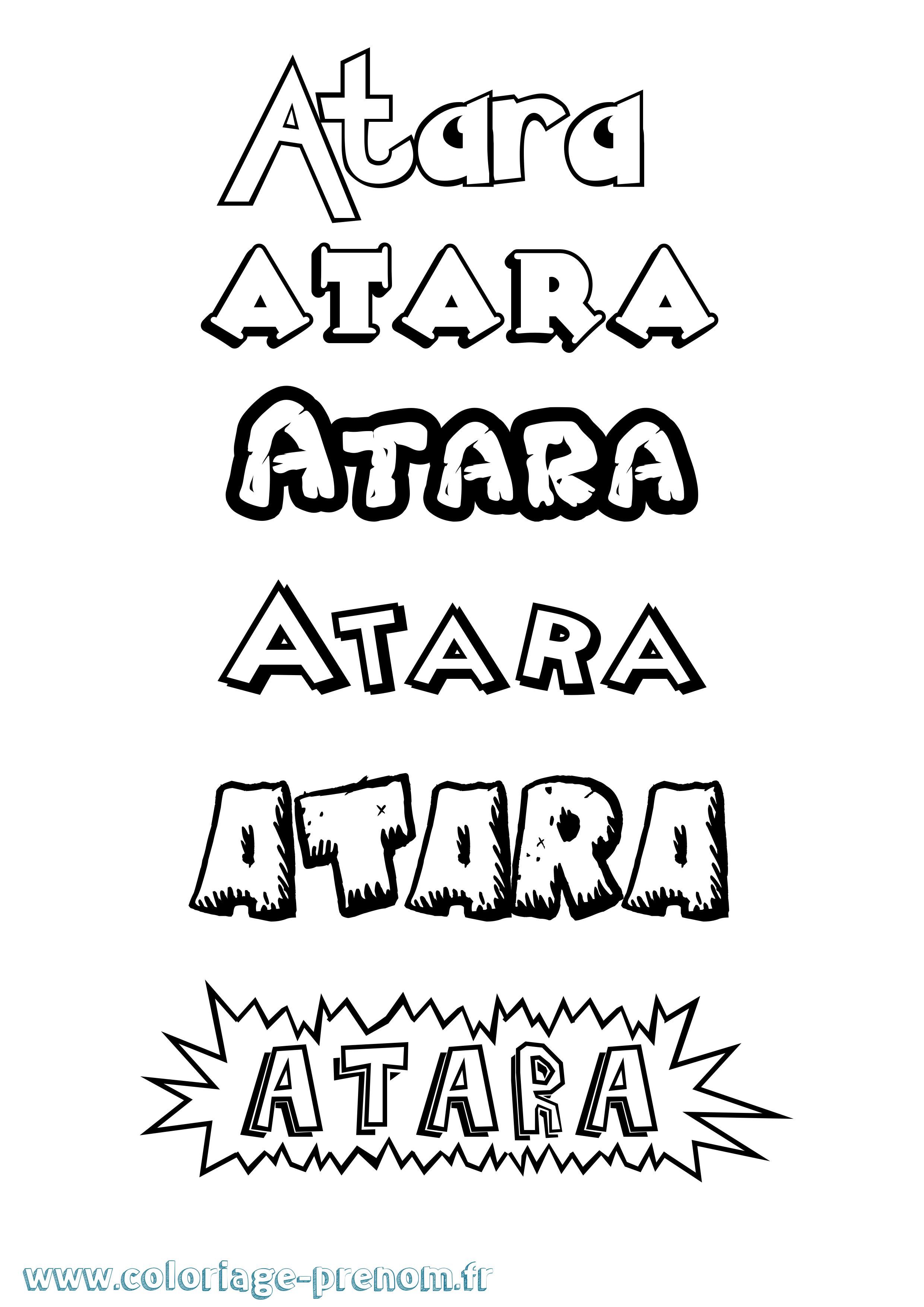 Coloriage prénom Atara Dessin Animé