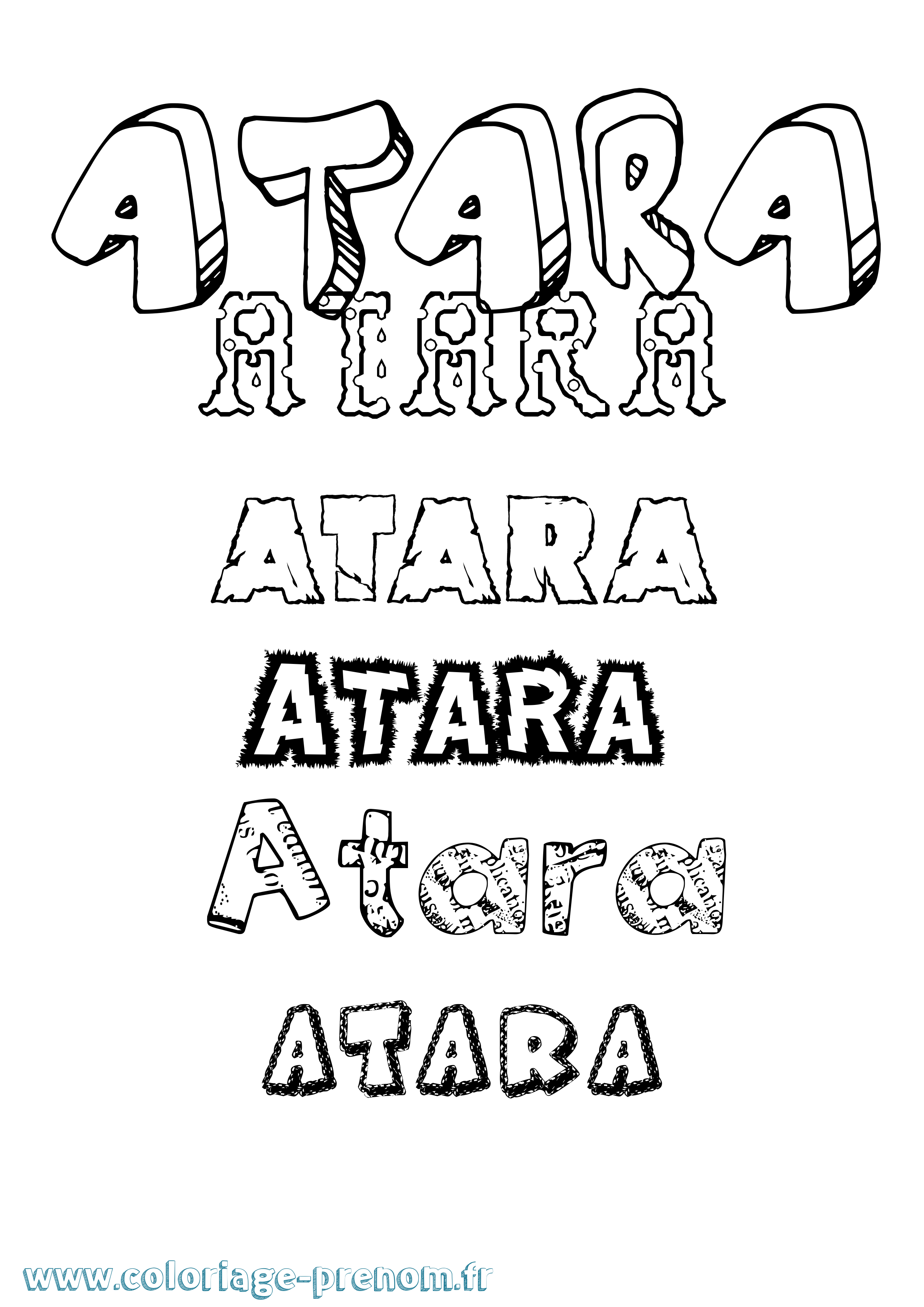 Coloriage prénom Atara Destructuré
