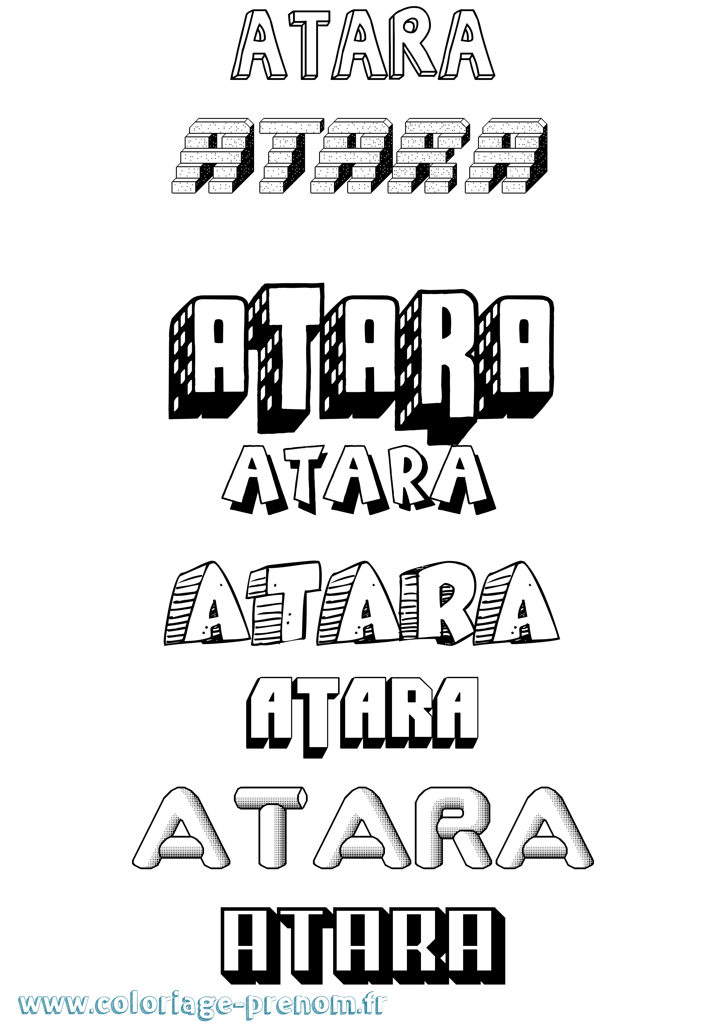 Coloriage prénom Atara Effet 3D
