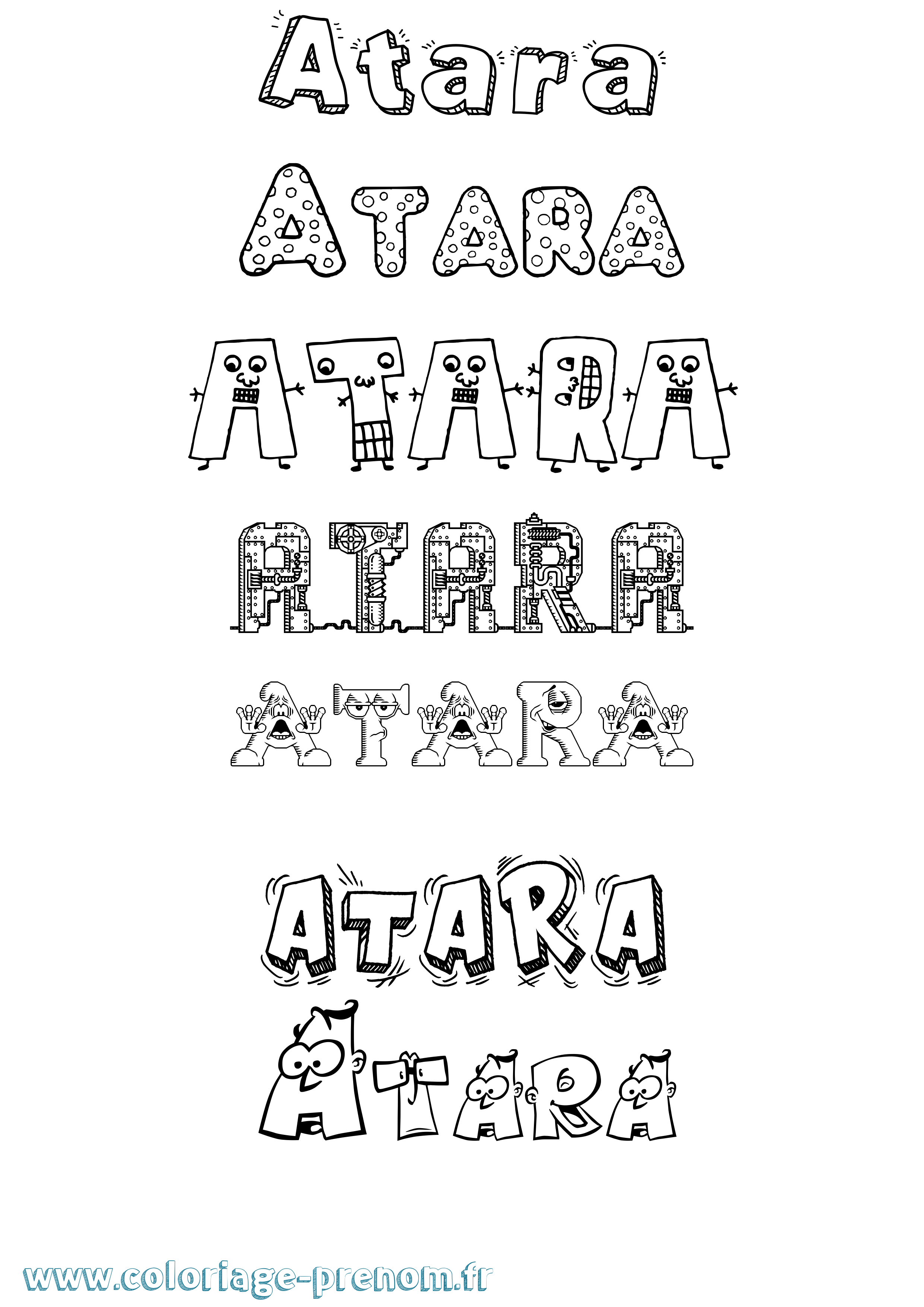 Coloriage prénom Atara Fun