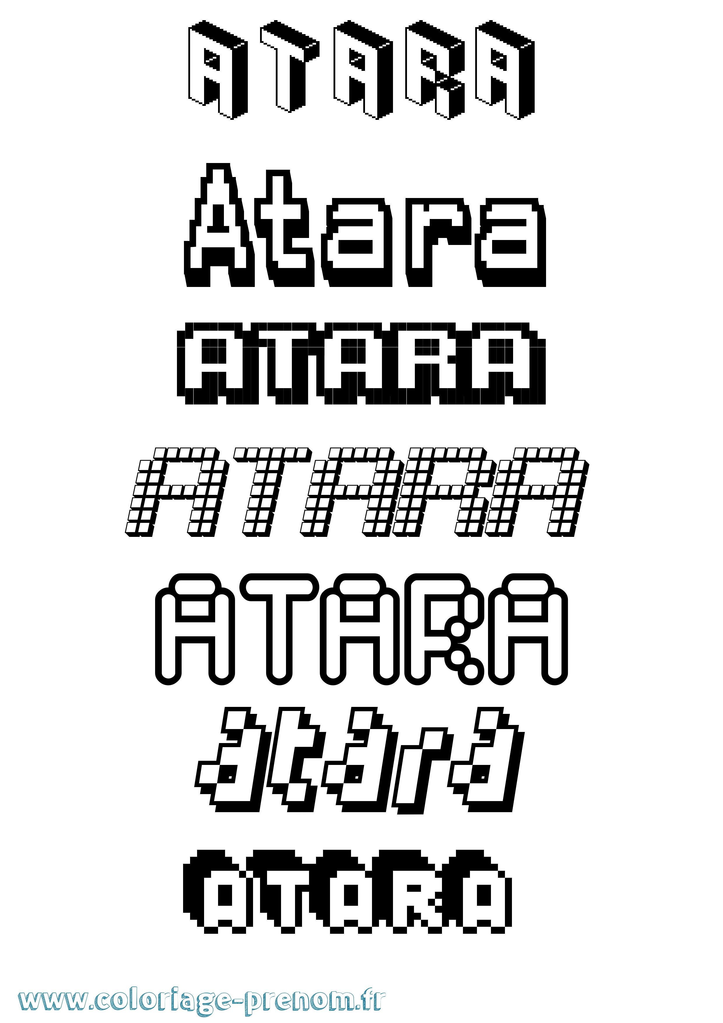 Coloriage prénom Atara Pixel