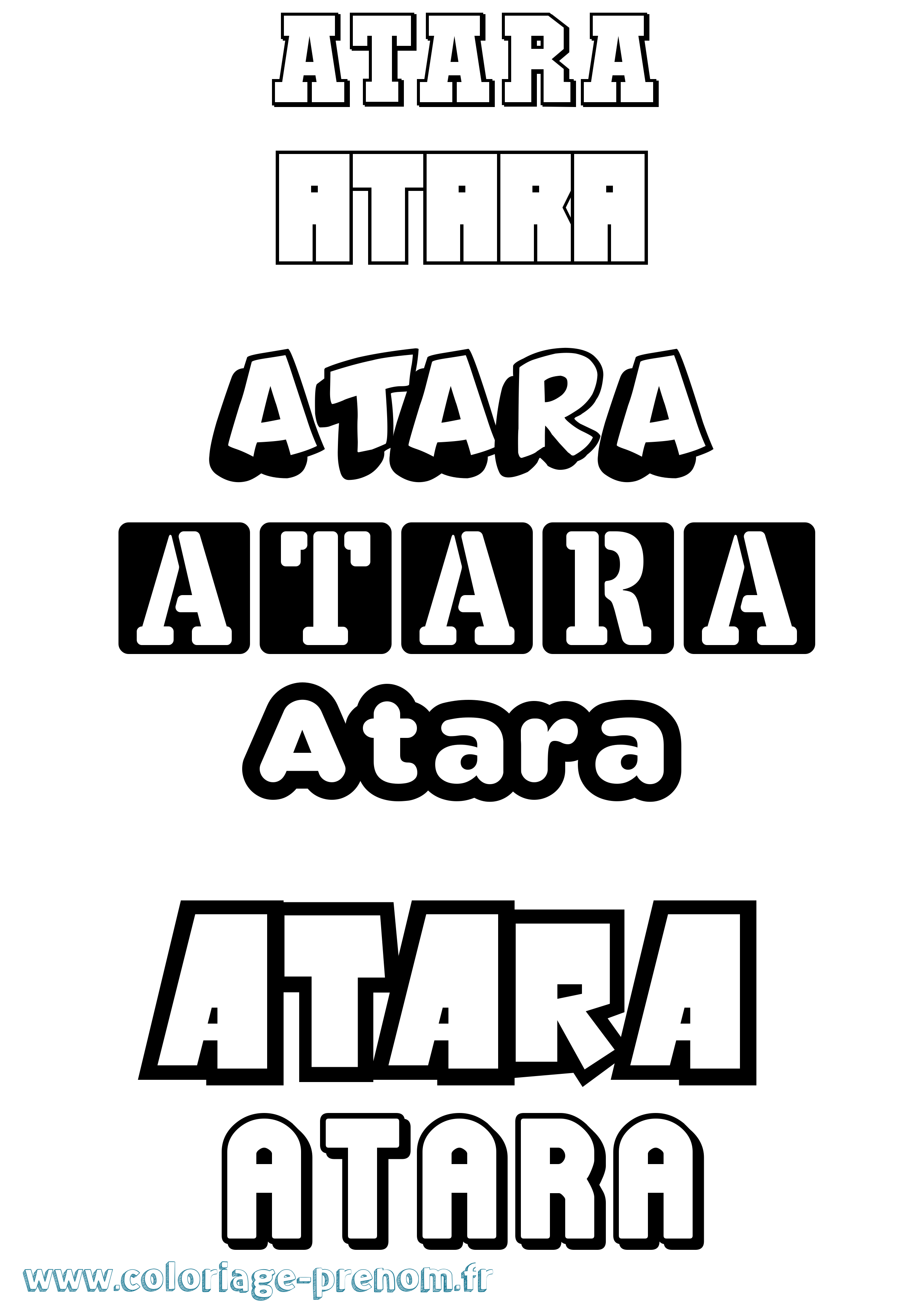 Coloriage prénom Atara Simple