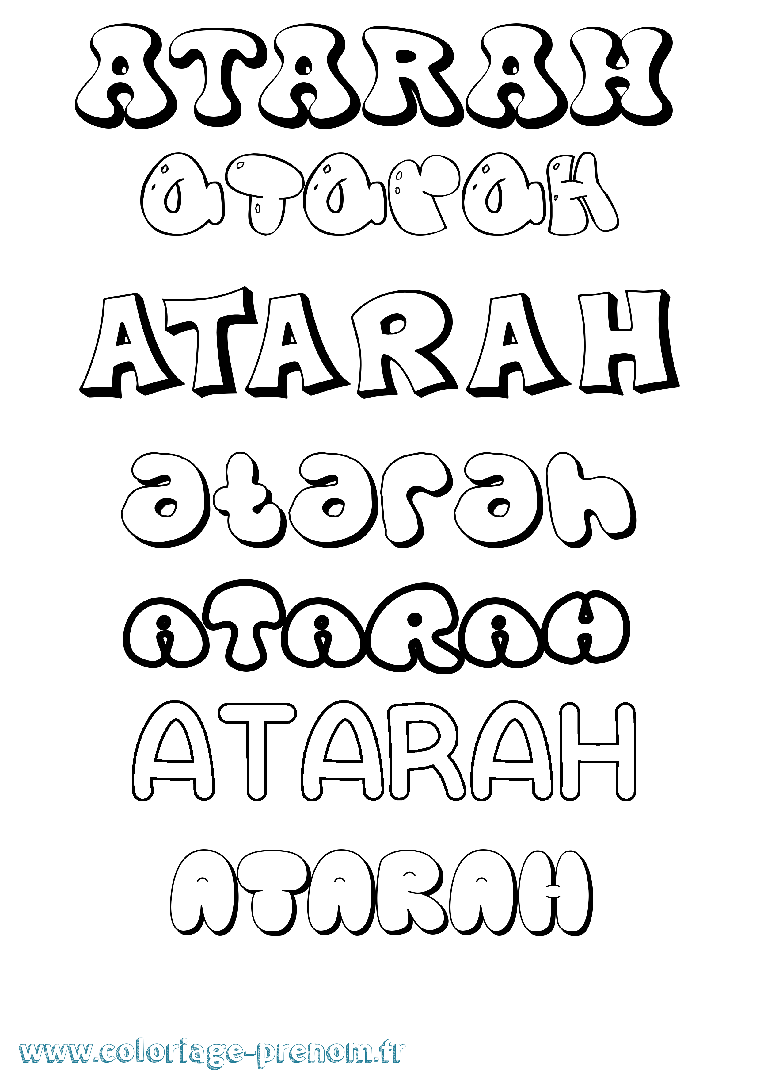 Coloriage Atarah Bubble Coloriage prénom Atarah Bubble