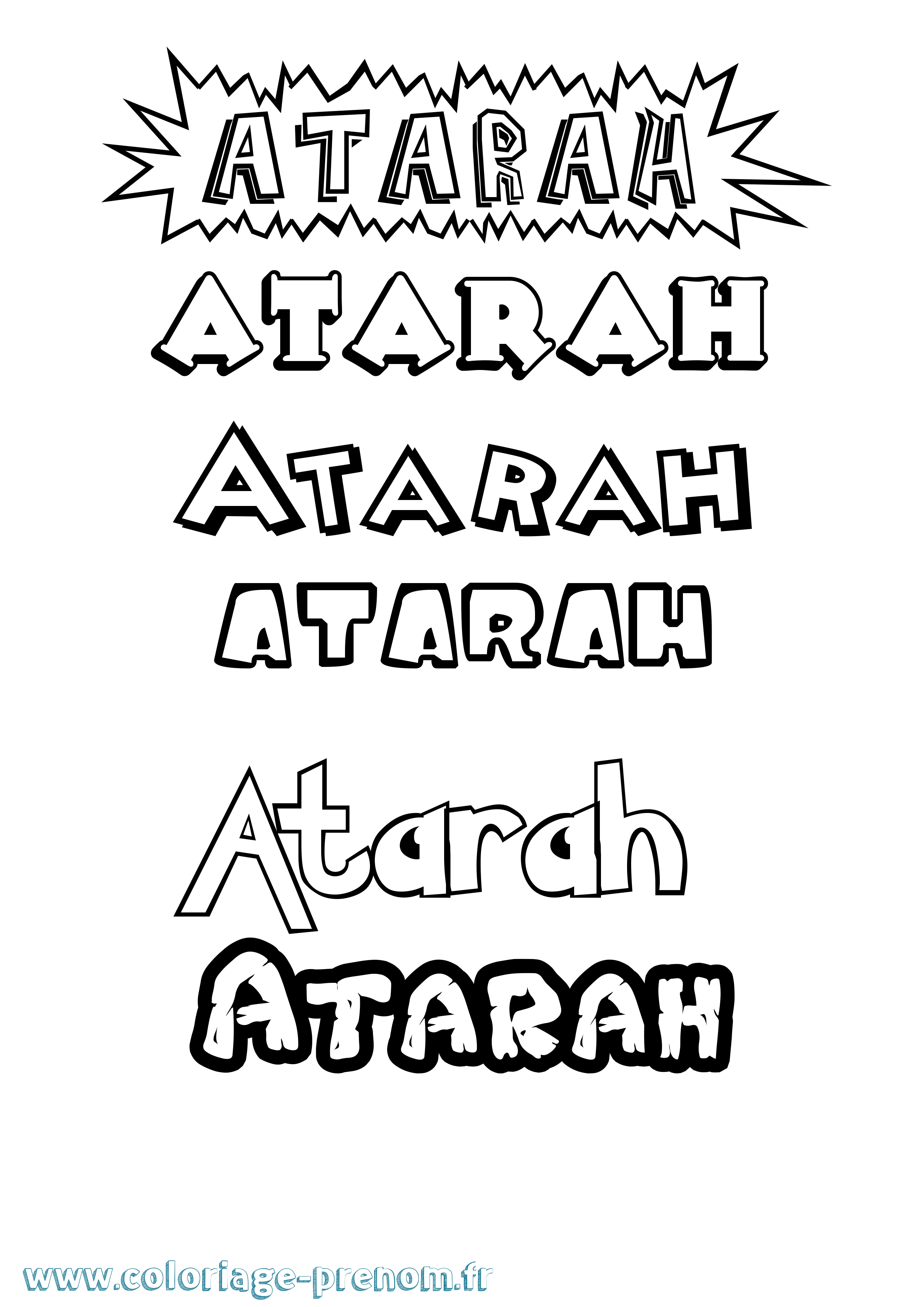 Coloriage Atarah Dessin Animé Coloriage prénom Atarah Dessin Animé