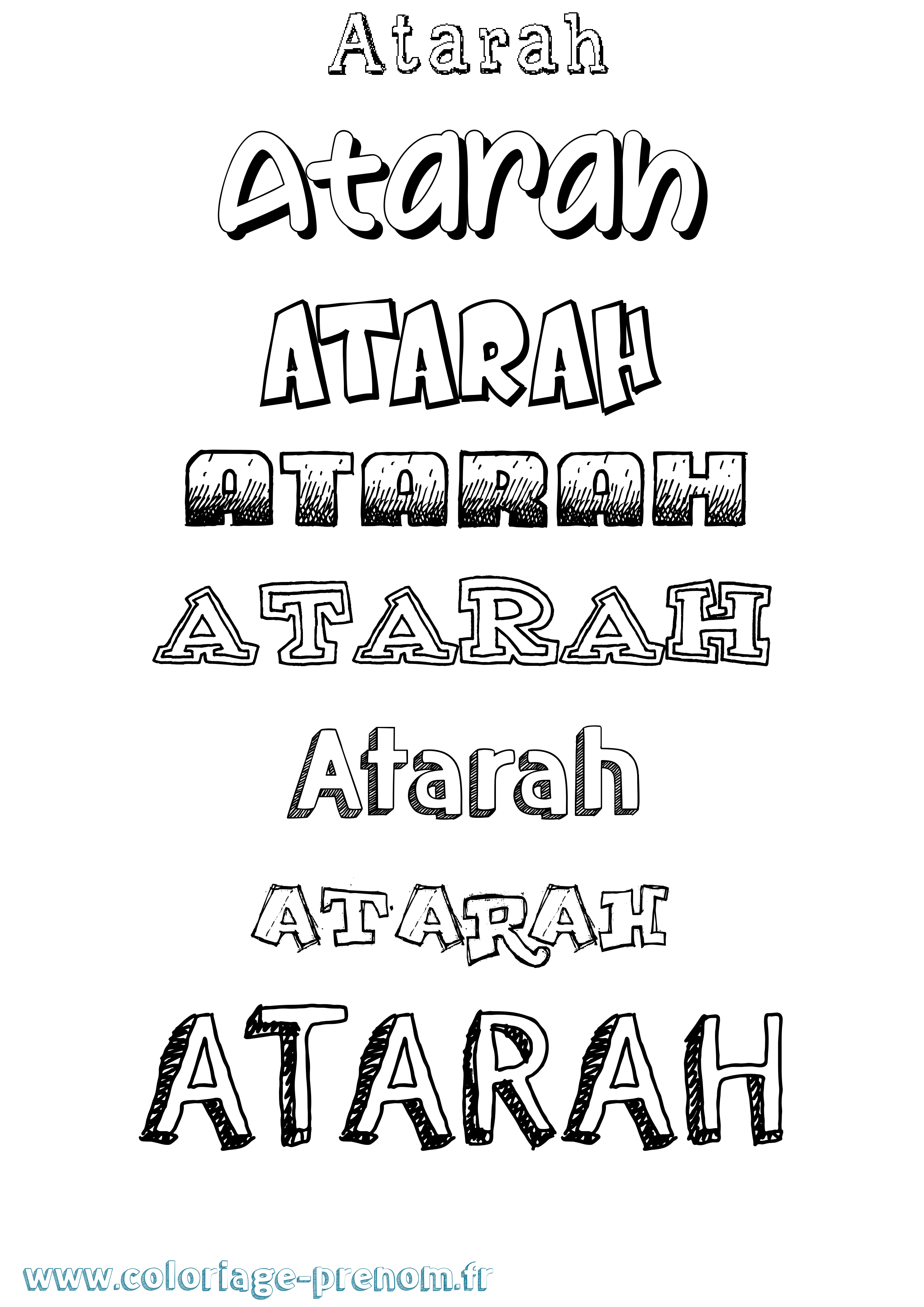 Coloriage Atarah Dessiné Coloriage prénom Atarah Dessiné