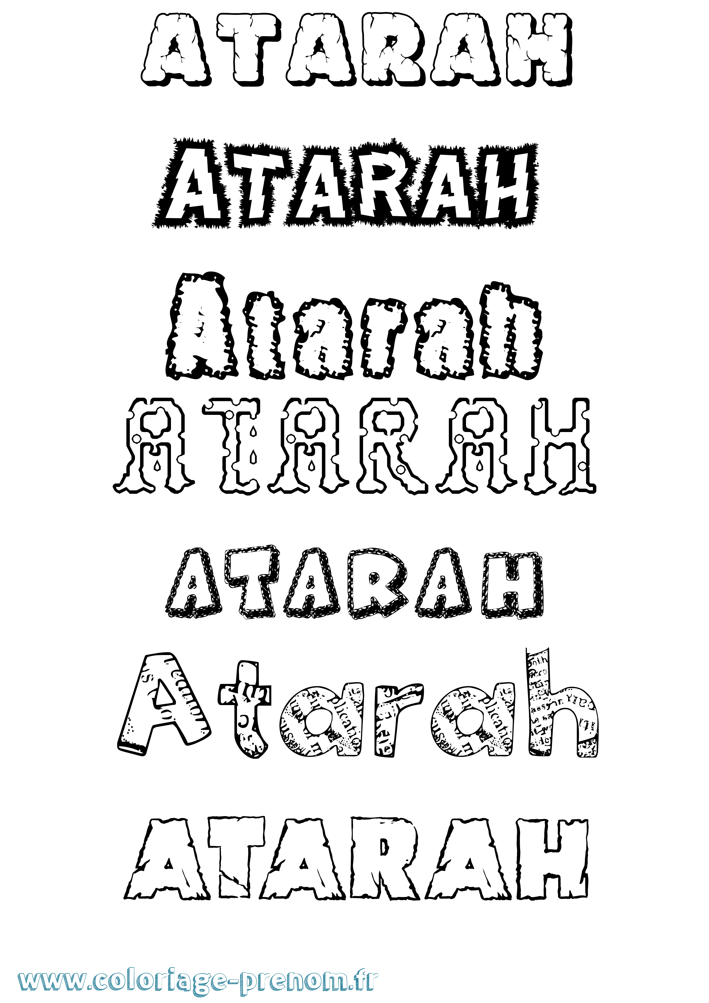 Coloriage Atarah Destructuré Coloriage prénom Atarah Destructuré