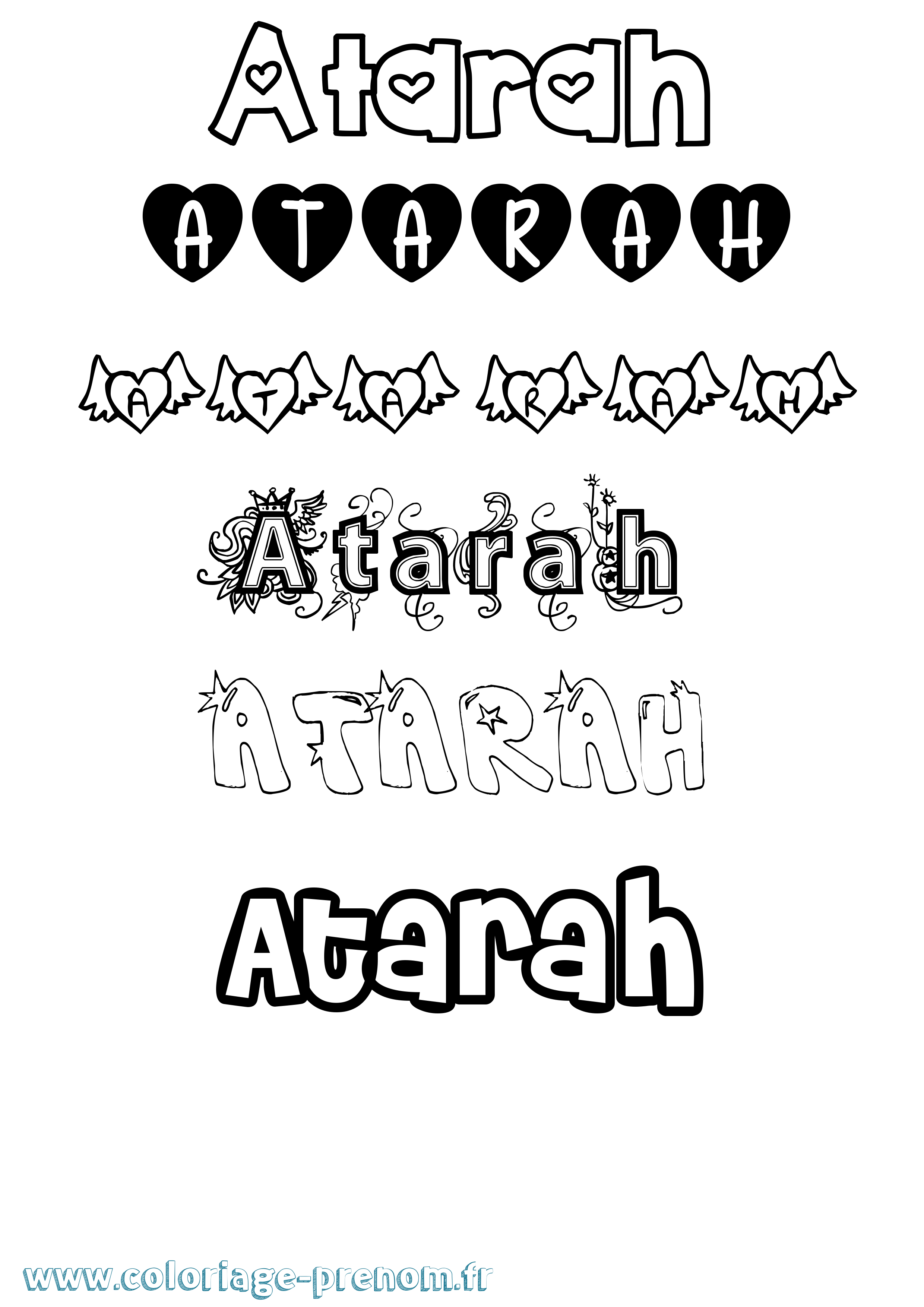 Coloriage Atarah Girly Coloriage prénom Atarah Girly