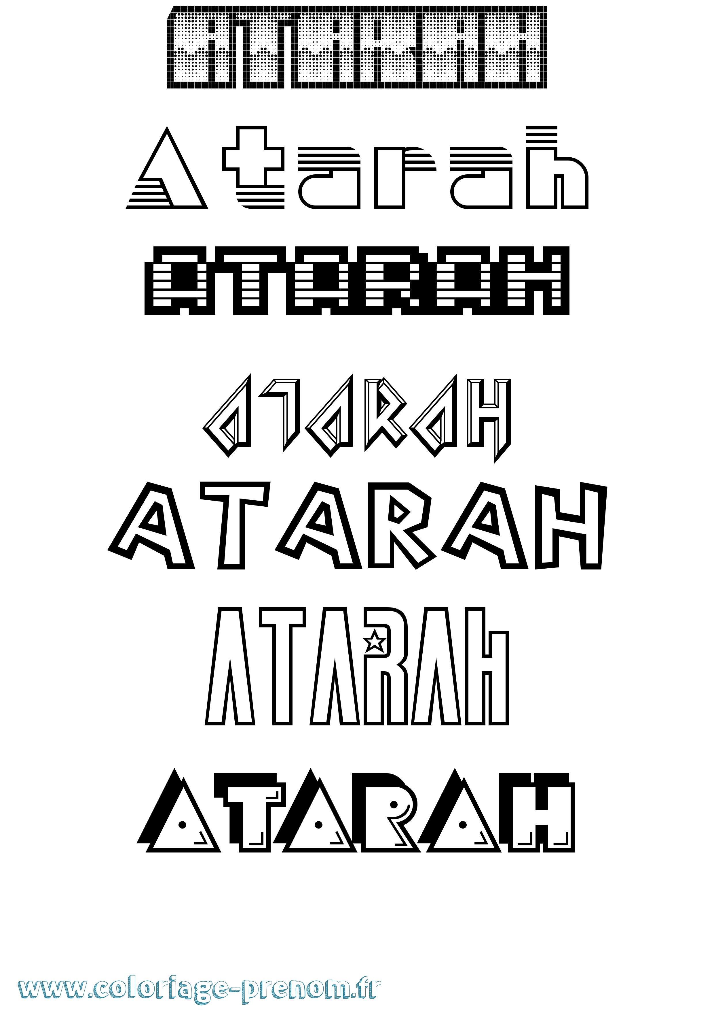 Coloriage Atarah Jeux Vidéos Coloriage prénom Atarah Jeux Vidéos