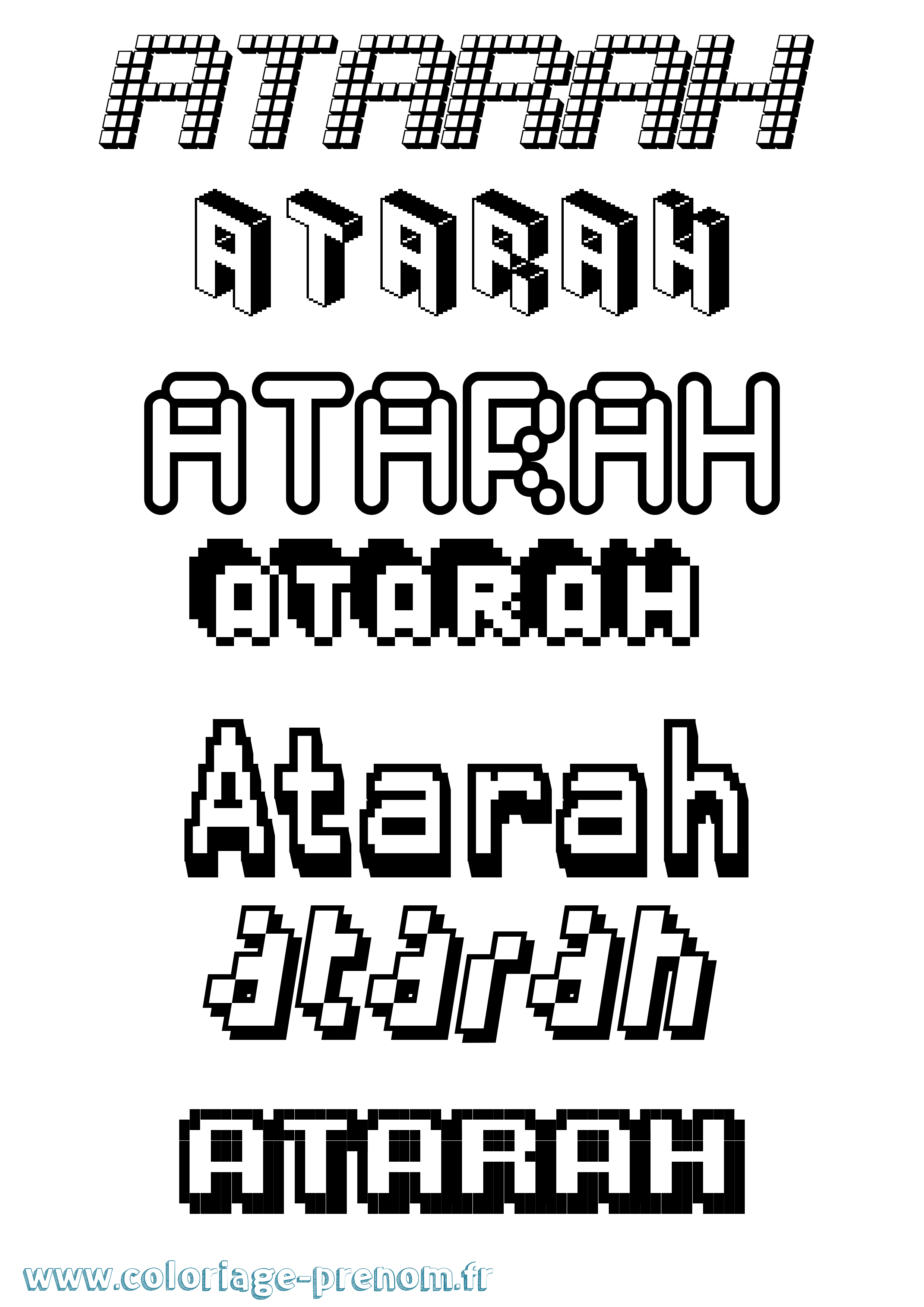 Coloriage Atarah Pixel Coloriage prénom Atarah Pixel