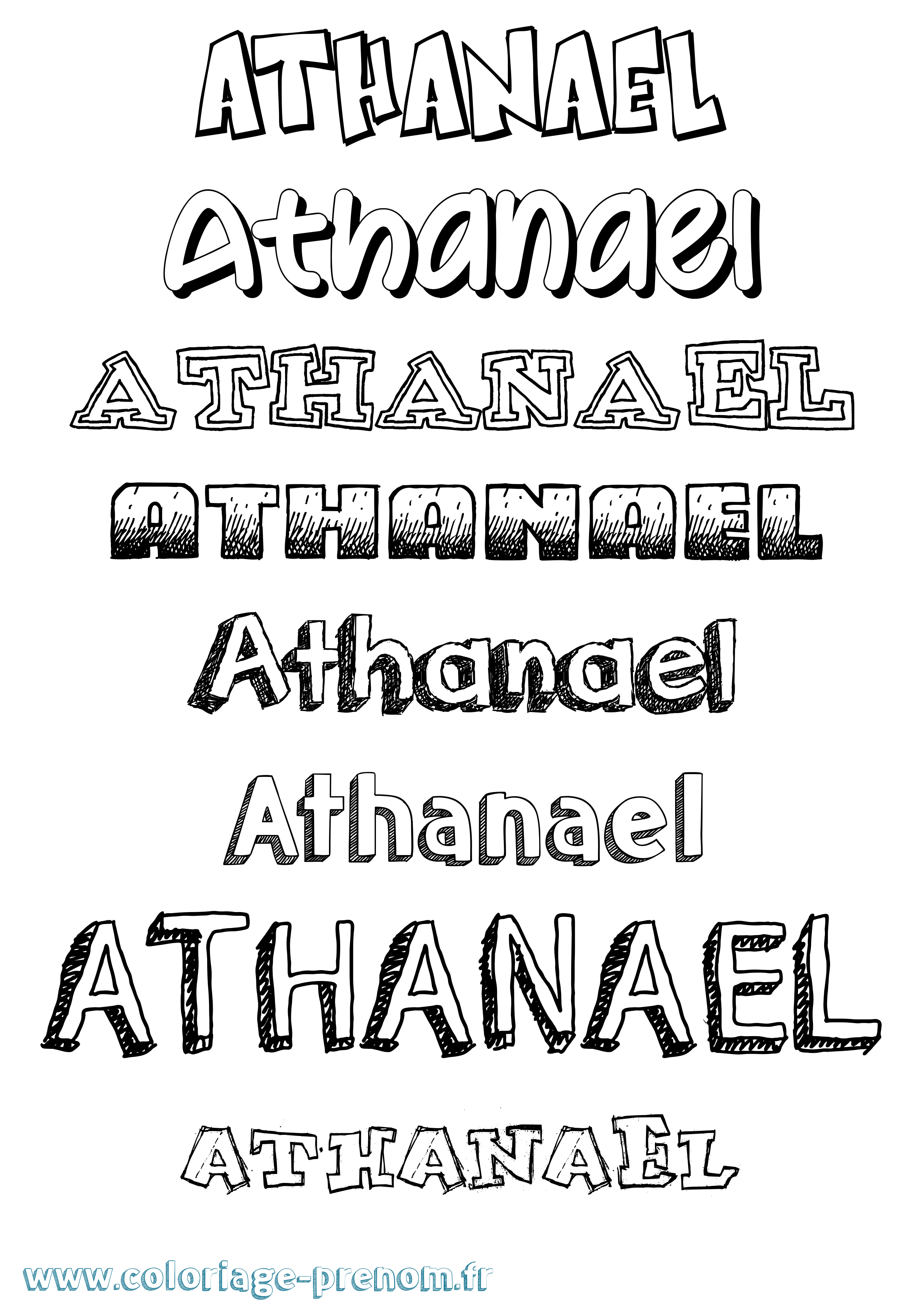 Coloriage prénom Athanael Dessiné