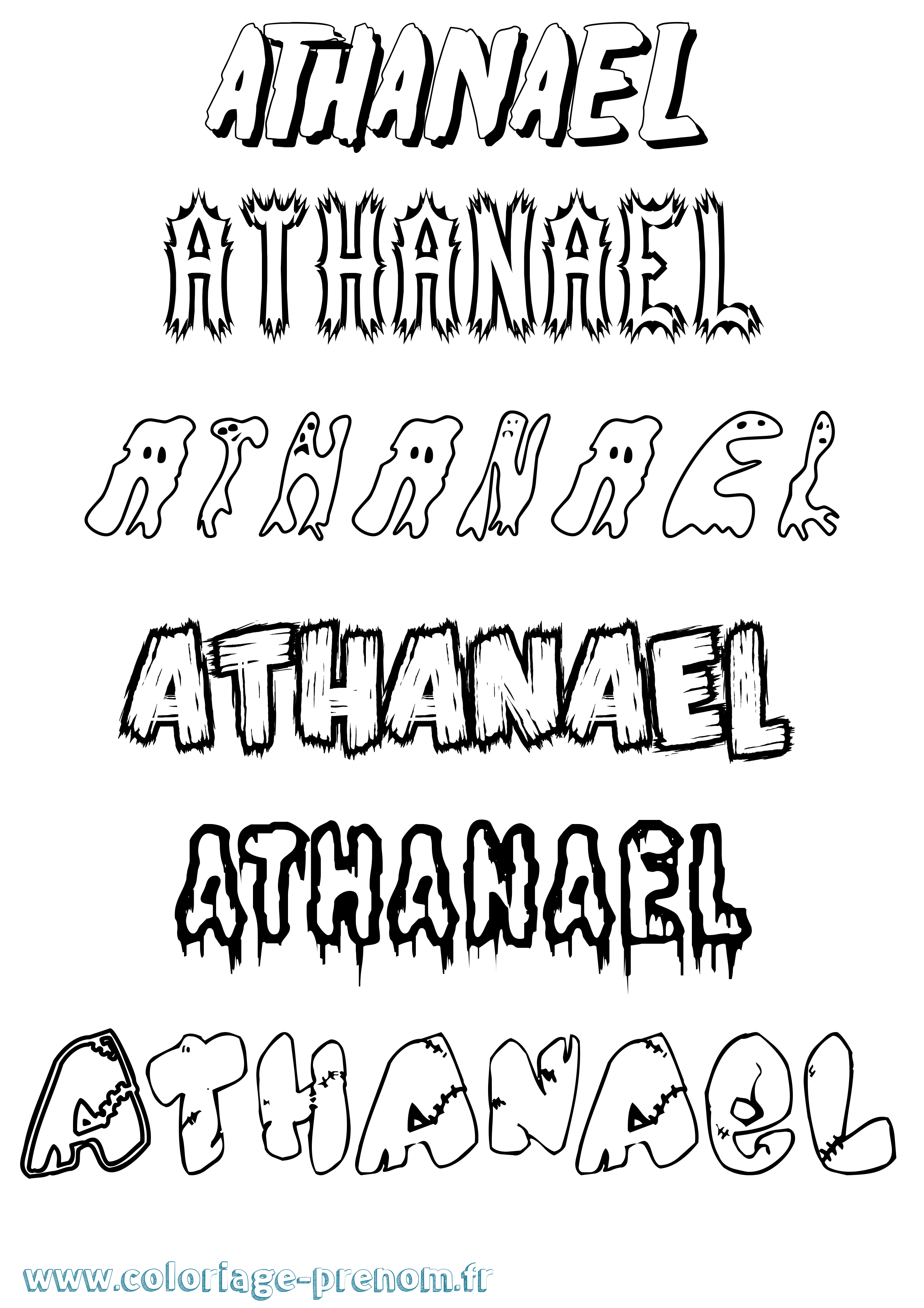 Coloriage prénom Athanael Frisson