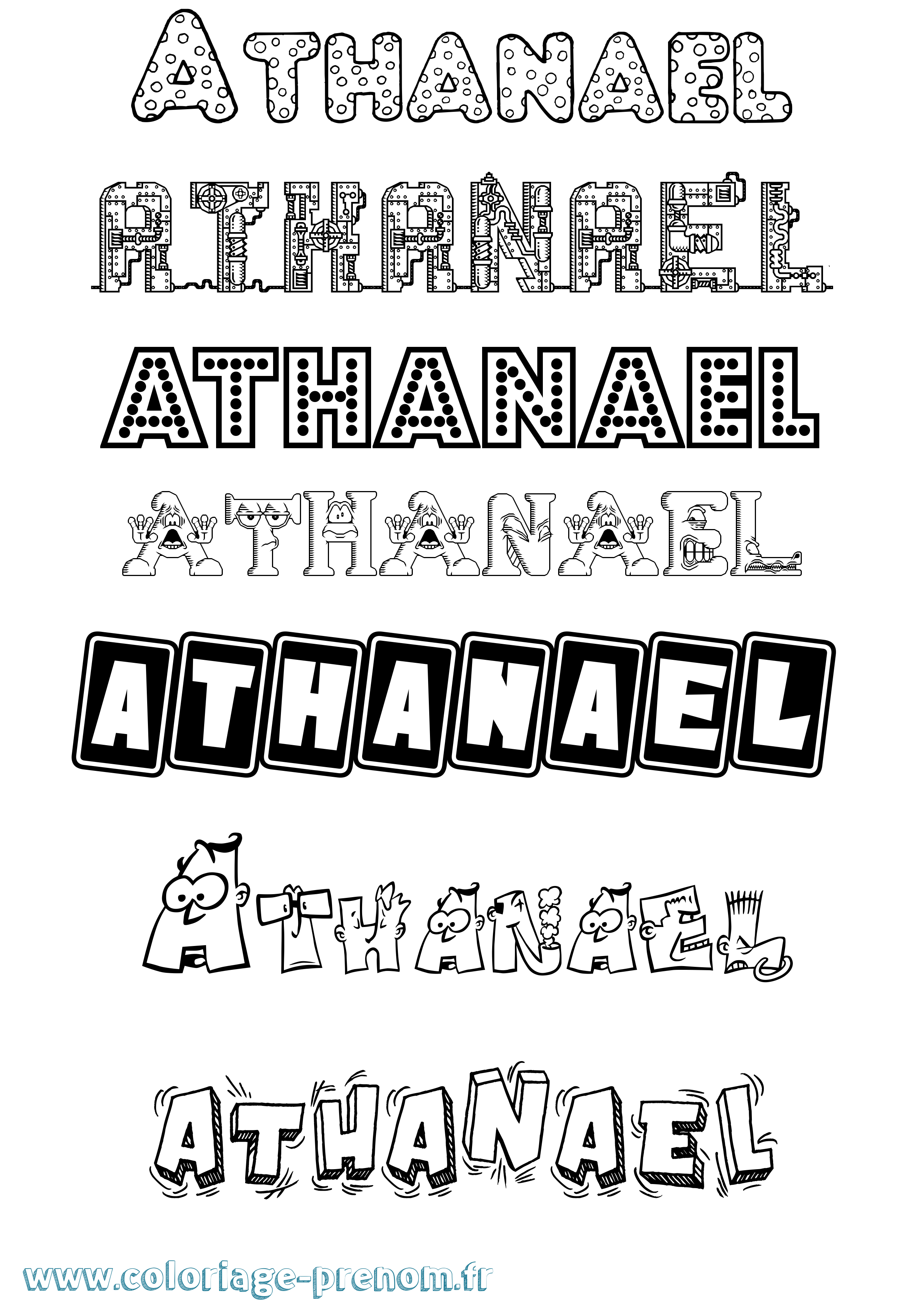 Coloriage prénom Athanael Fun