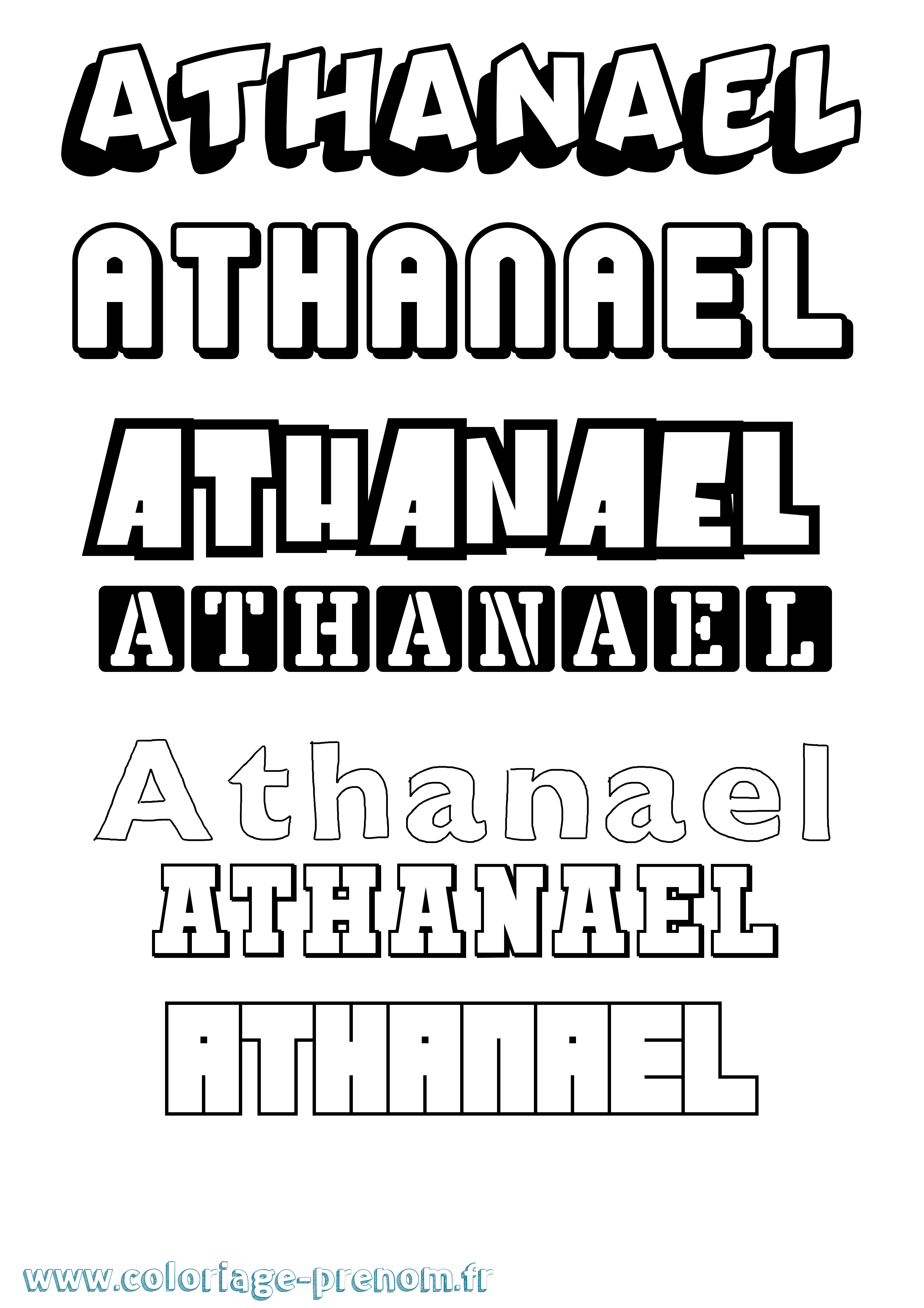 Coloriage prénom Athanael Simple