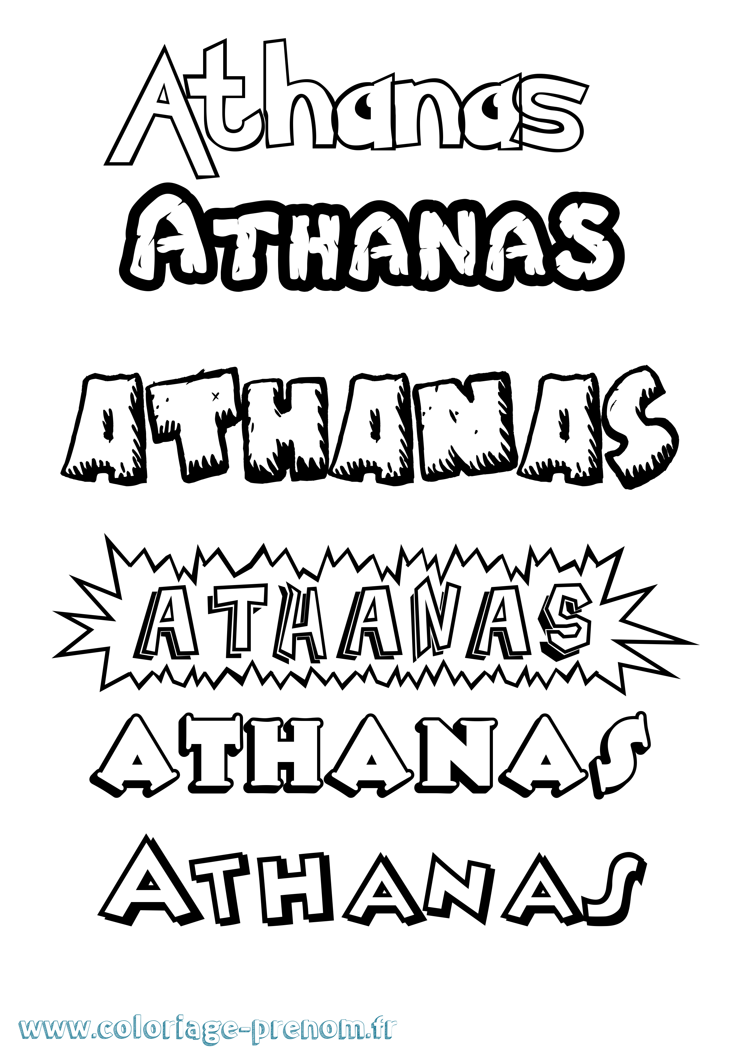 Coloriage prénom Athanas Dessin Animé