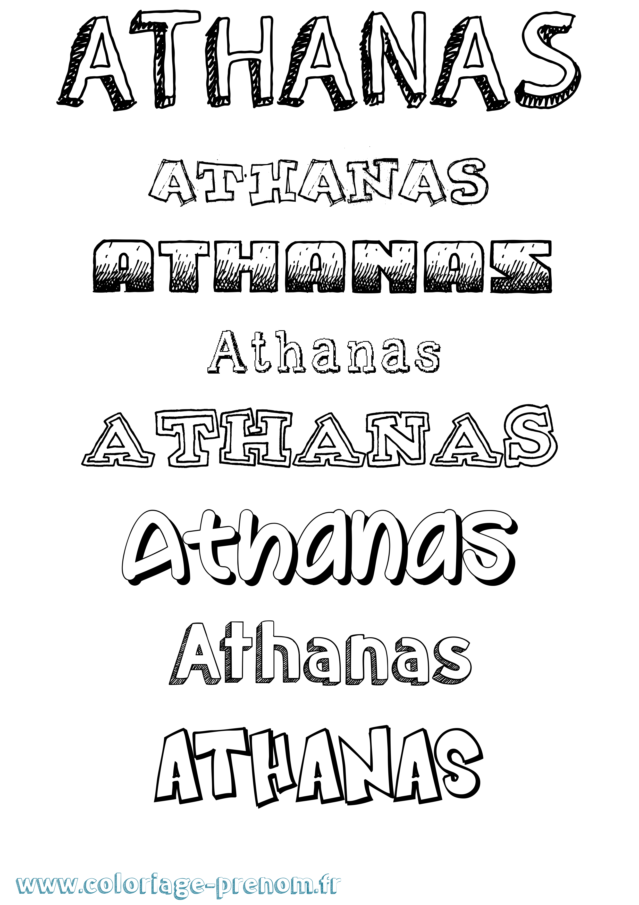 Coloriage prénom Athanas Dessiné