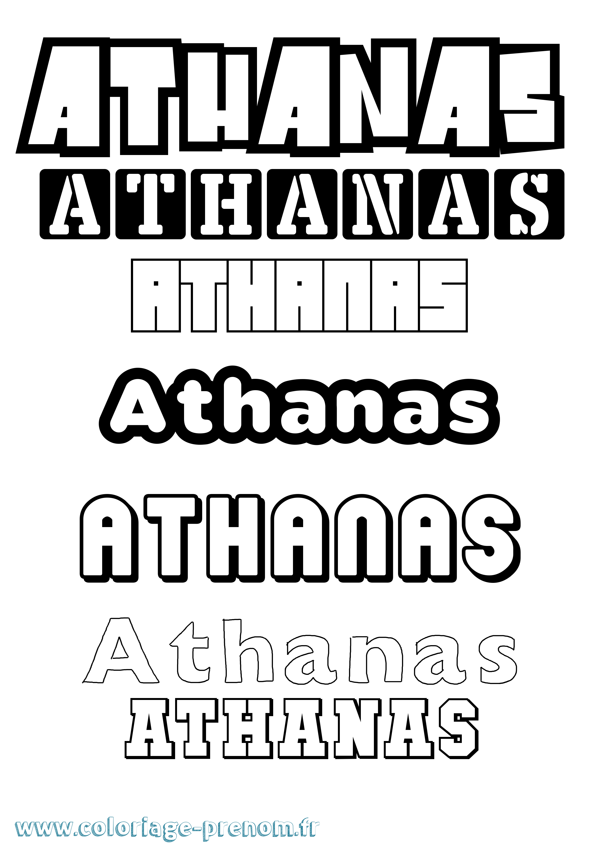 Coloriage prénom Athanas Simple