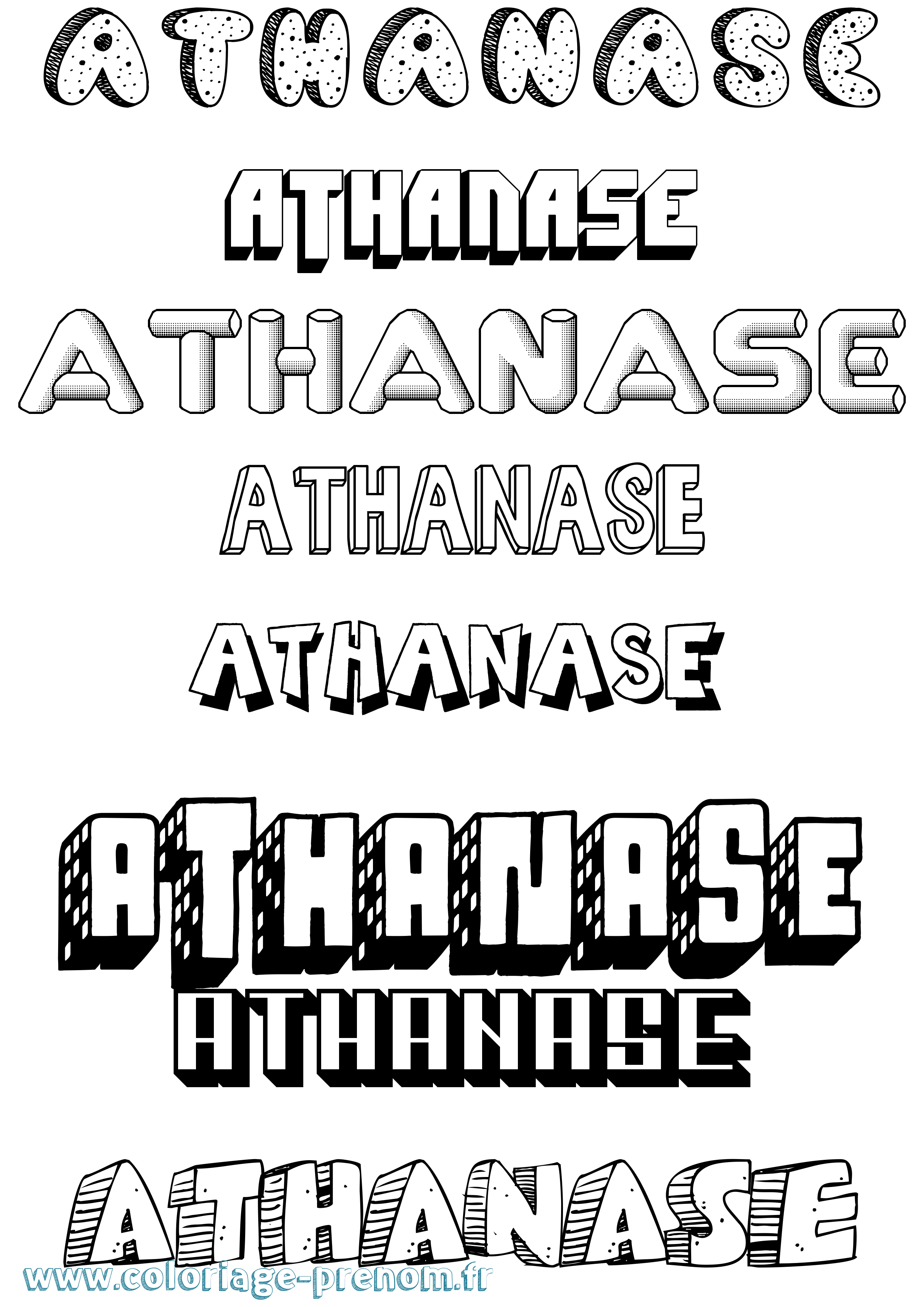 Coloriage prénom Athanase Effet 3D