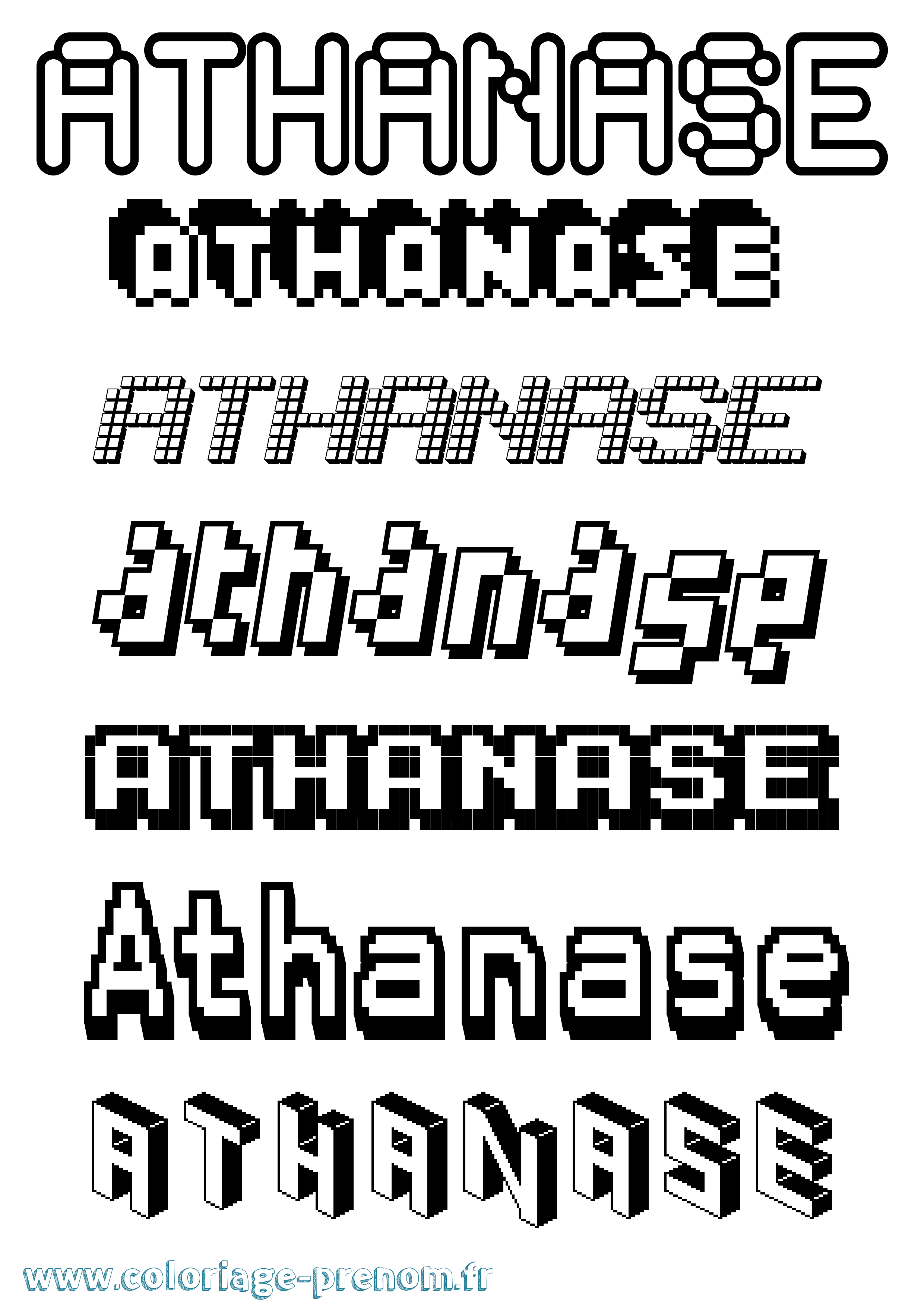 Coloriage prénom Athanase Pixel