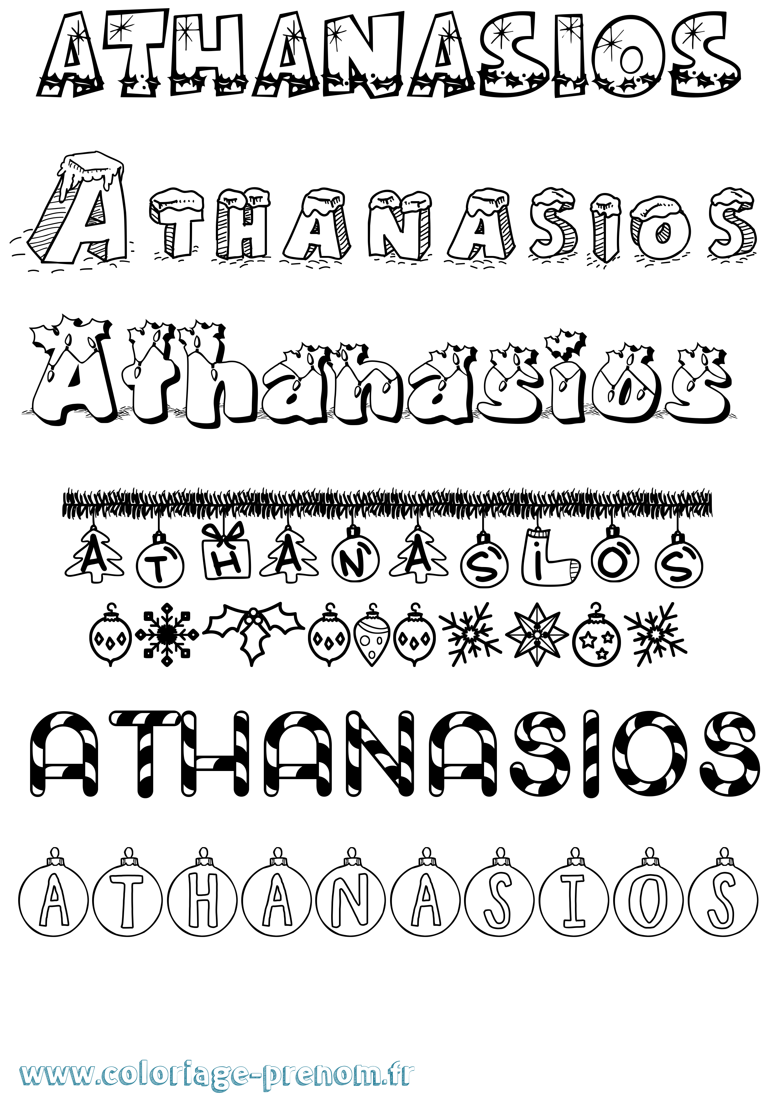 Coloriage prénom Athanasios Noël