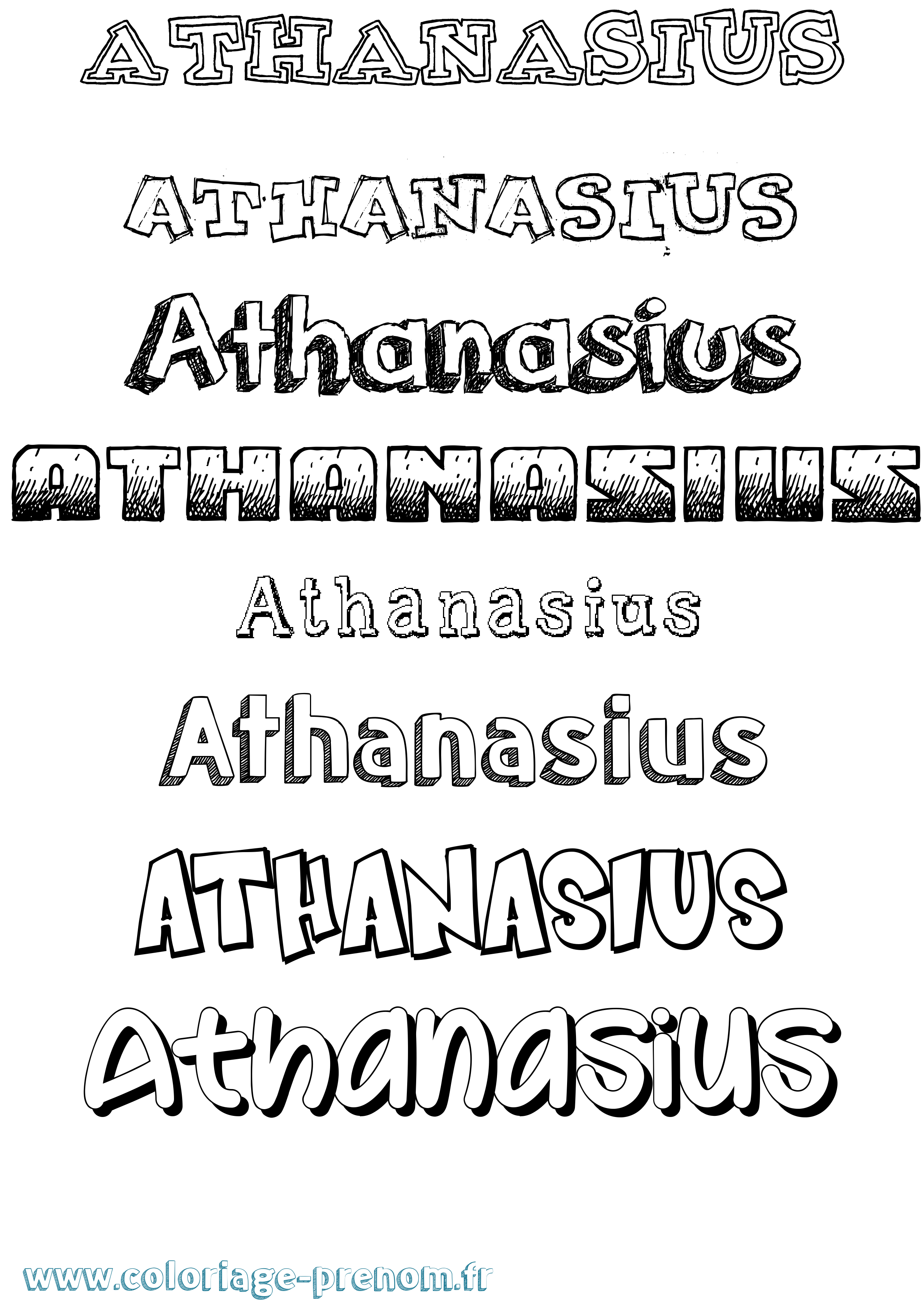 Coloriage prénom Athanasius Dessiné